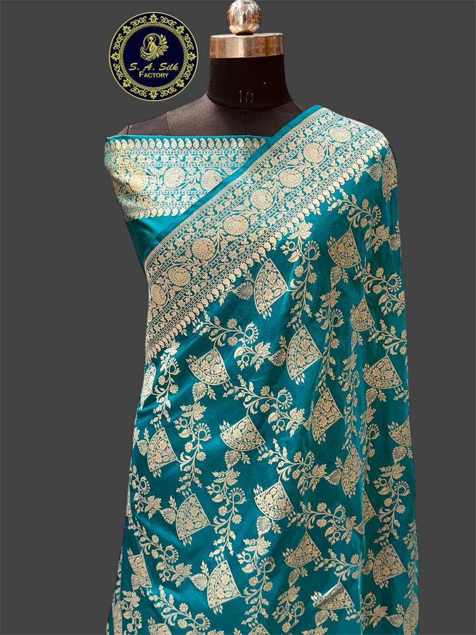 Banaras 100% pure katan silk Saree with allover real zari weave antique jaal weave