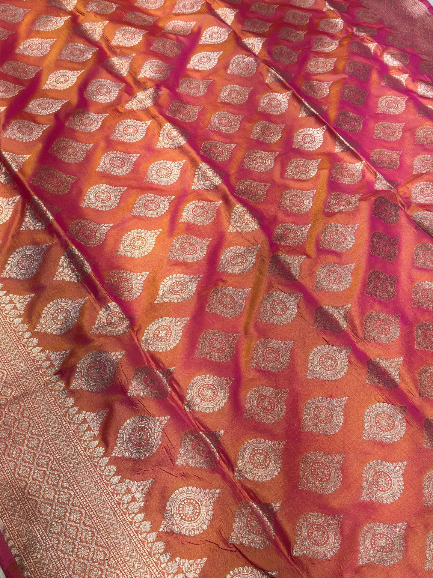 Banaras 100% Pure katan Silk Saree with allover beautiful Buta design On full body
