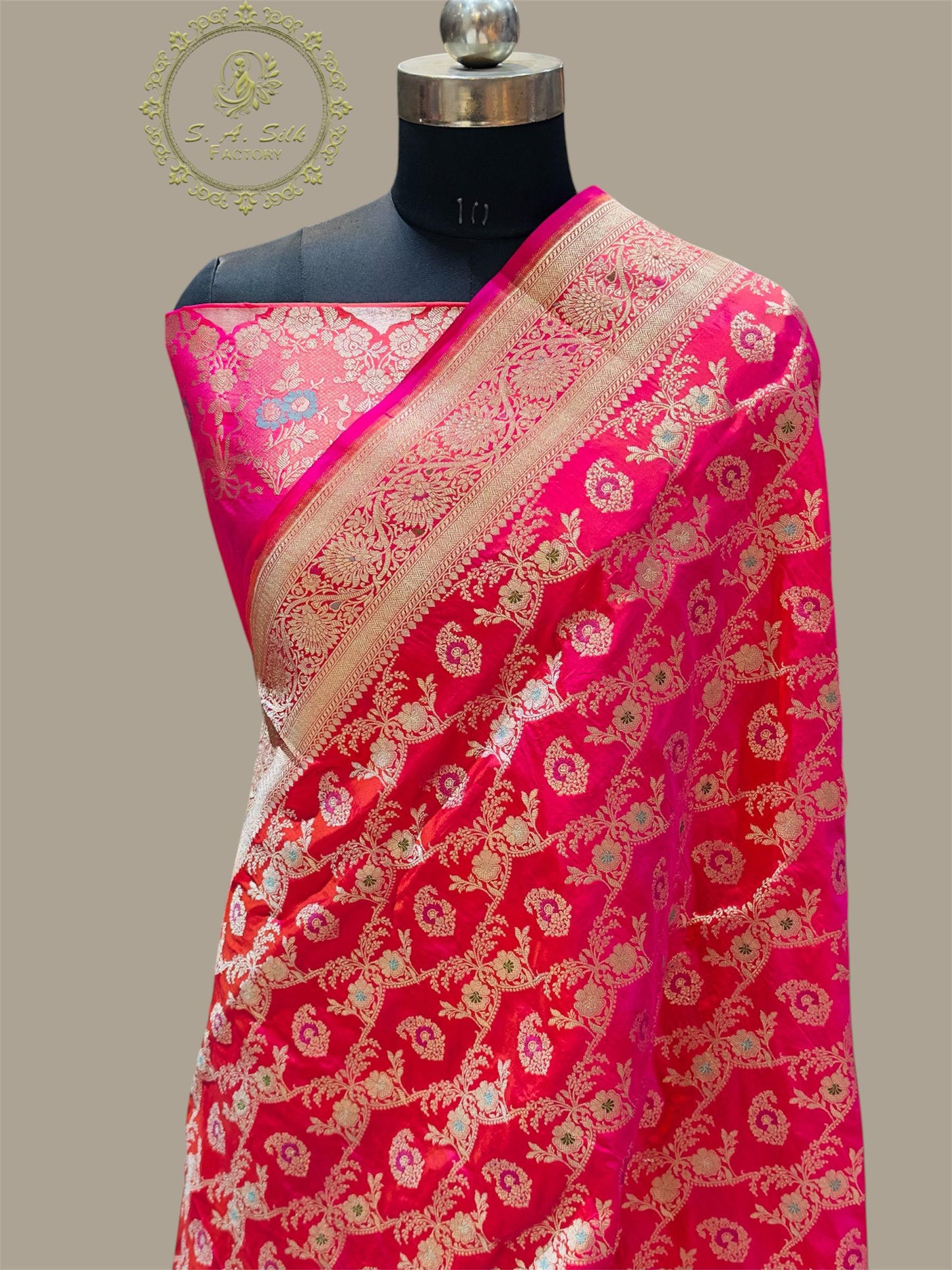 Banaras 100% Pure katan Premium Minakari Jaal &Silk Saree with allover beautiful Minakri Jaal design