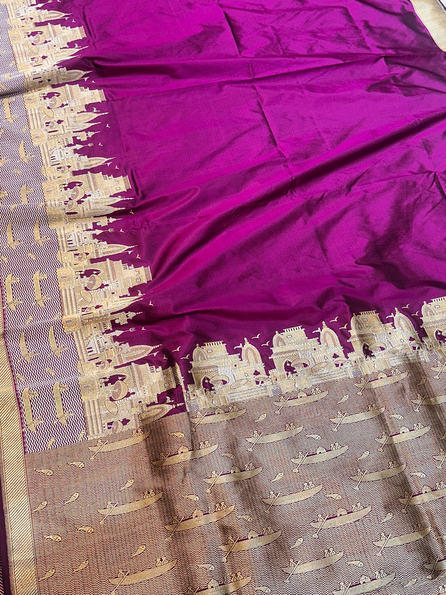 Banaras 100% Pure katan Premium Kadua Silk Saree with allover beautiful Banarasi Ghat design On full body
