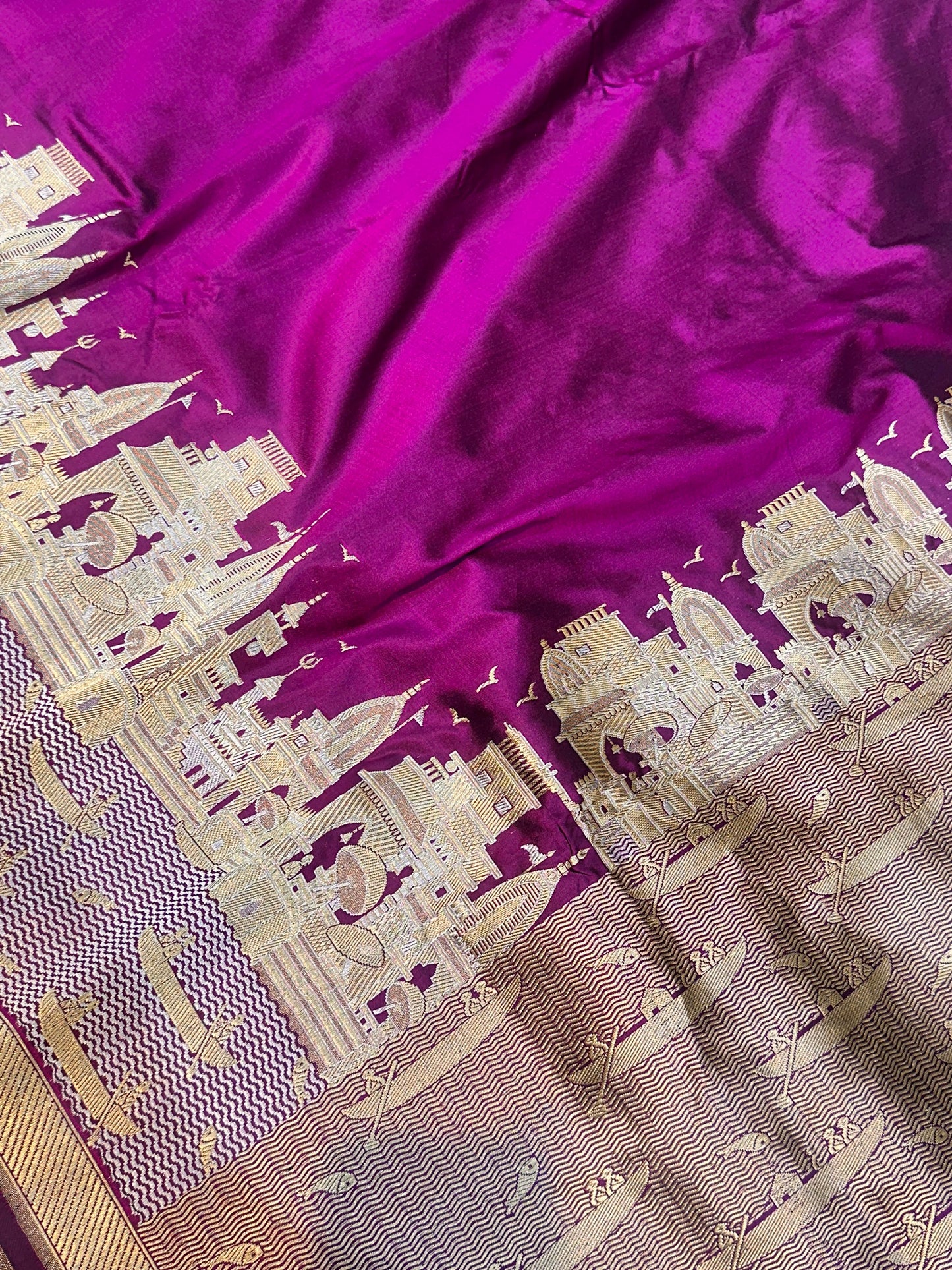 Banaras 100% Pure katan Premium Kadua Silk Saree with allover beautiful Banarasi Ghat design On full body
