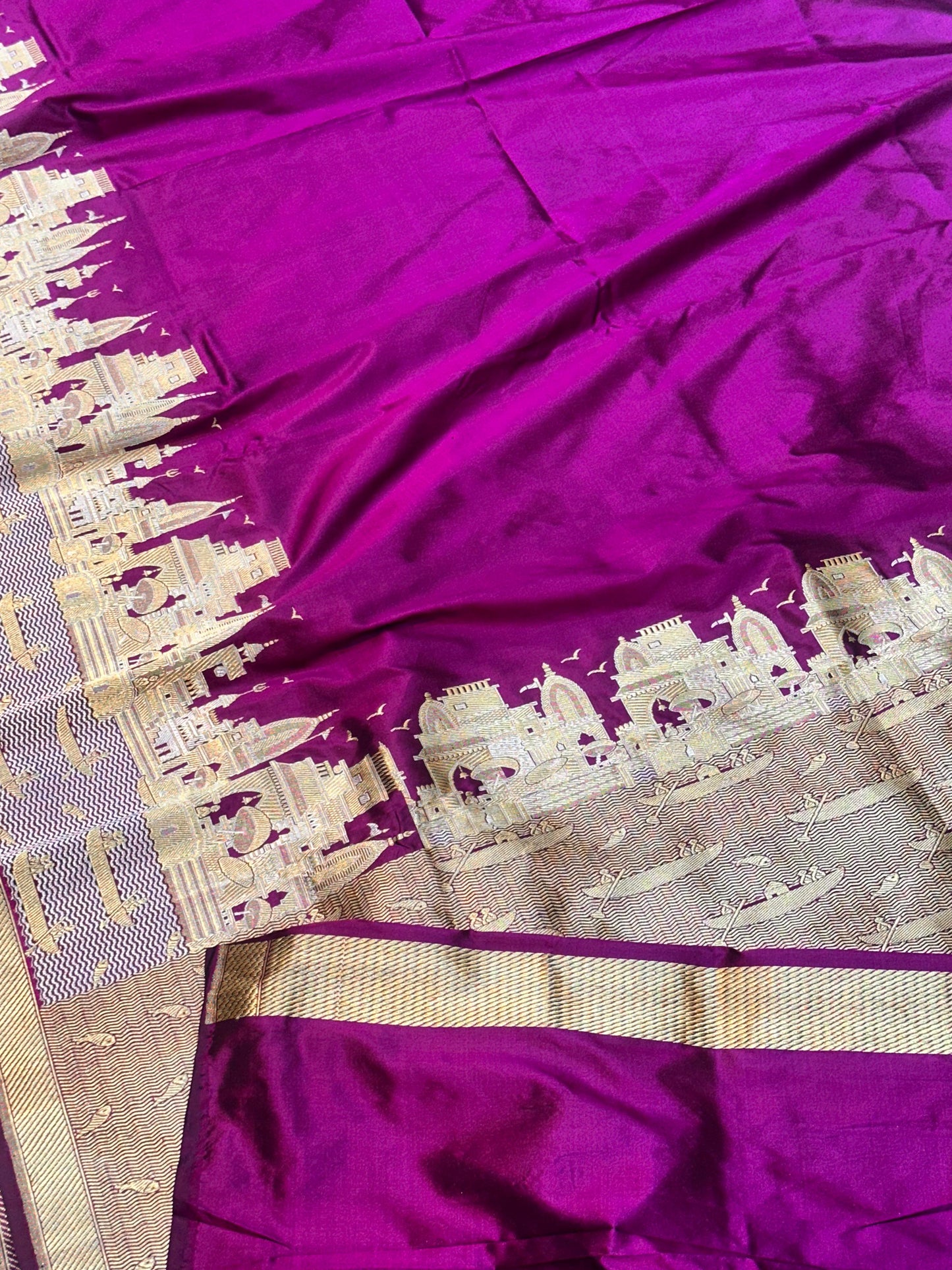 Banaras 100% Pure katan Premium Kadua Silk Saree with allover beautiful Banarasi Ghat design On full body