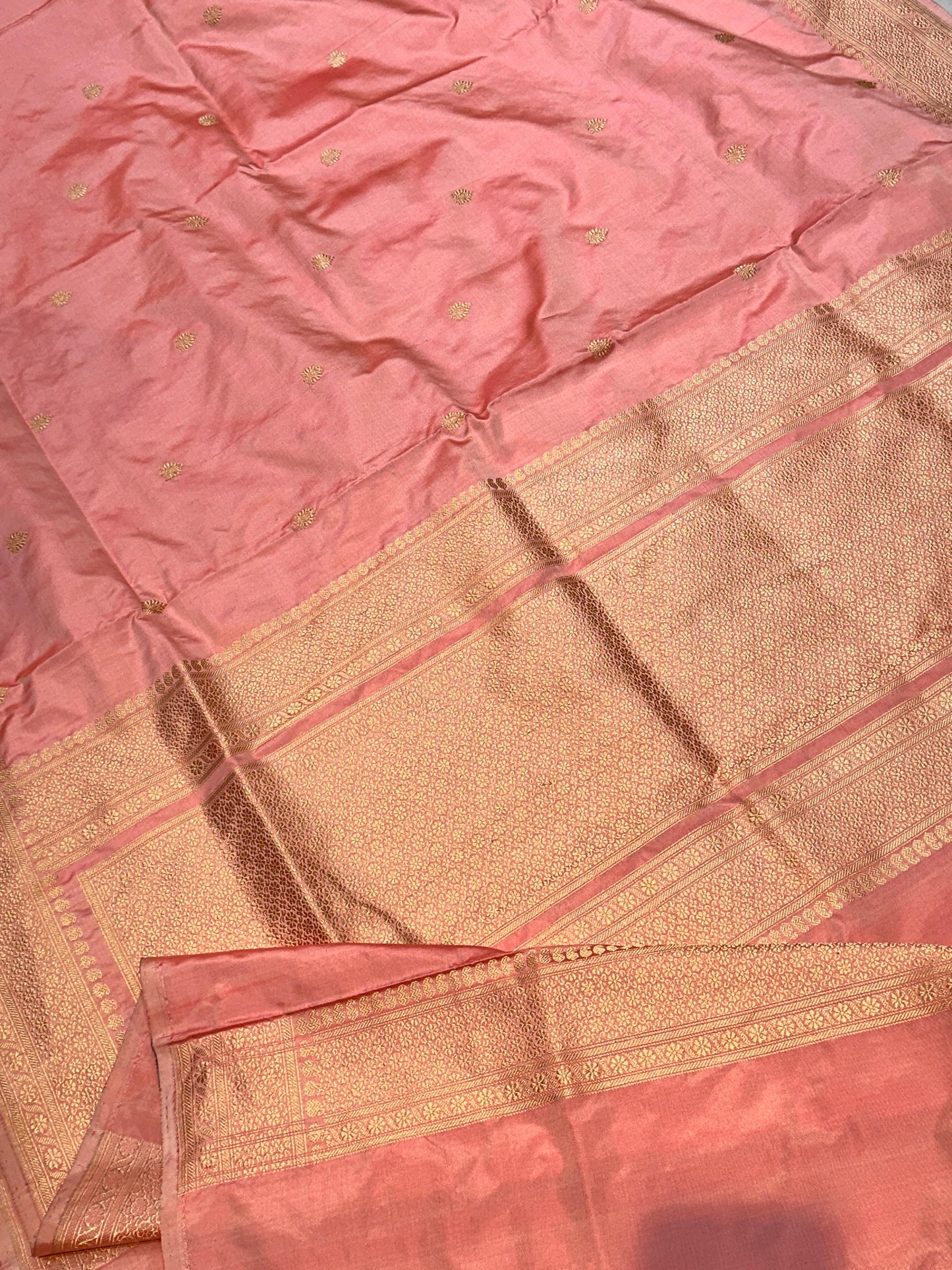 Banaras 100% Pure Mashru katan Premium Kadua Silk Saree with allover beautiful Jari Buti design