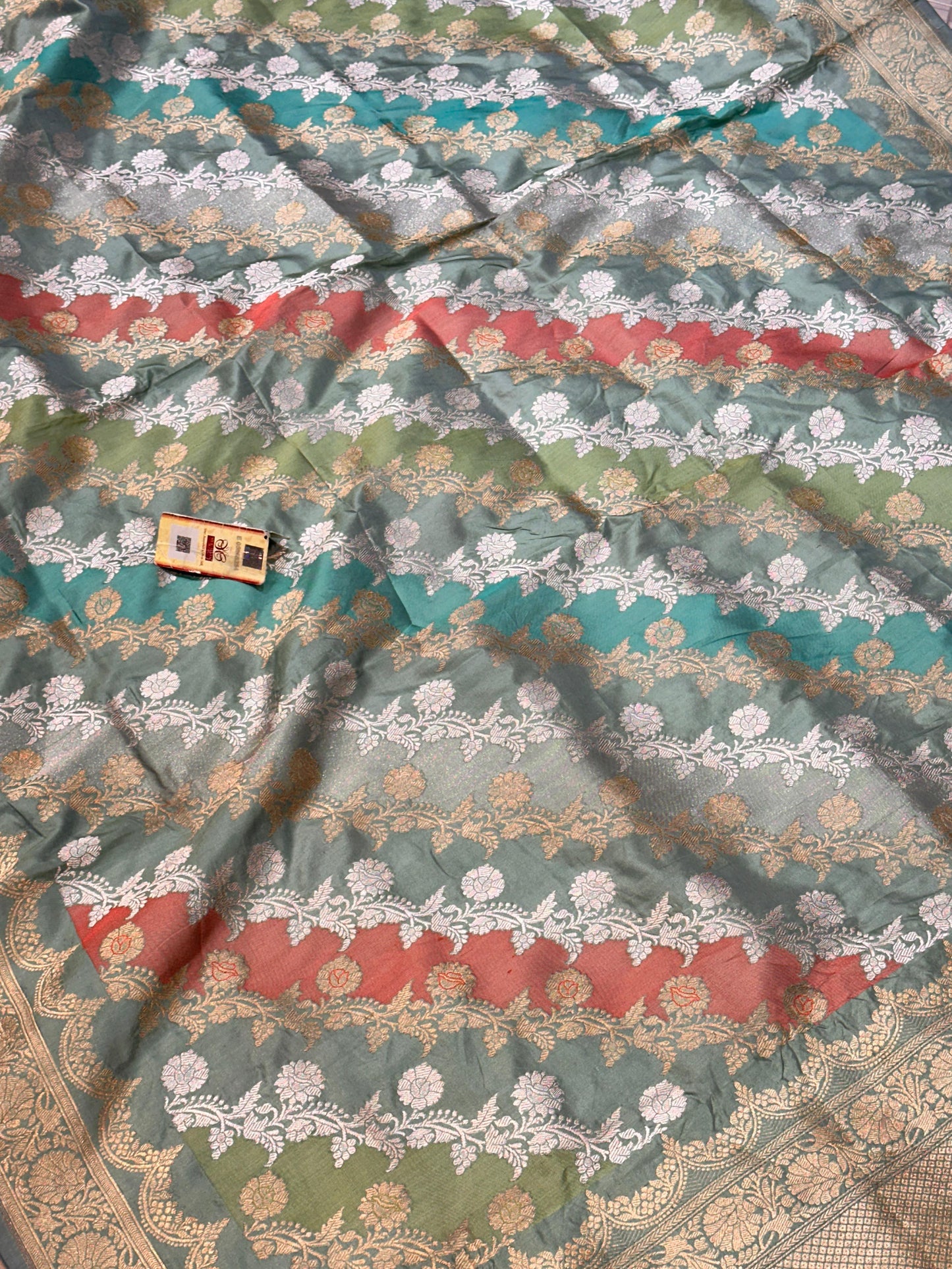 Banaras 100% Pure katan Premium Rangkaat Kadua Silk Saree with allover beautiful Sona Roopa Multi