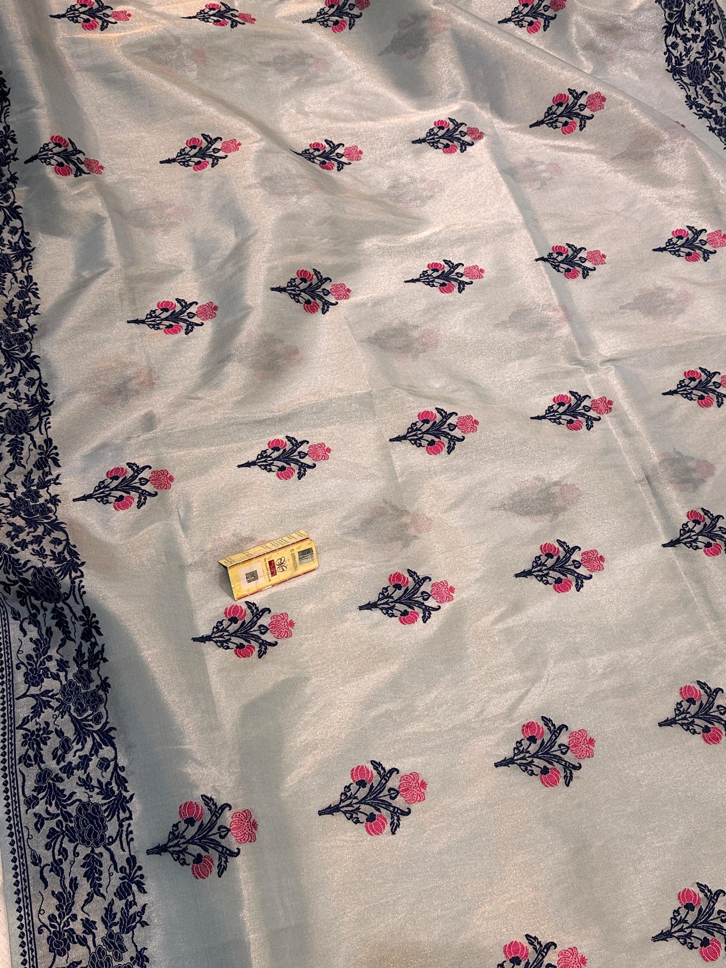 Banaras 100% pure katan Tissue silk Saree with premium real silk saree with allover Weave Kadua (Light Powder Blue)