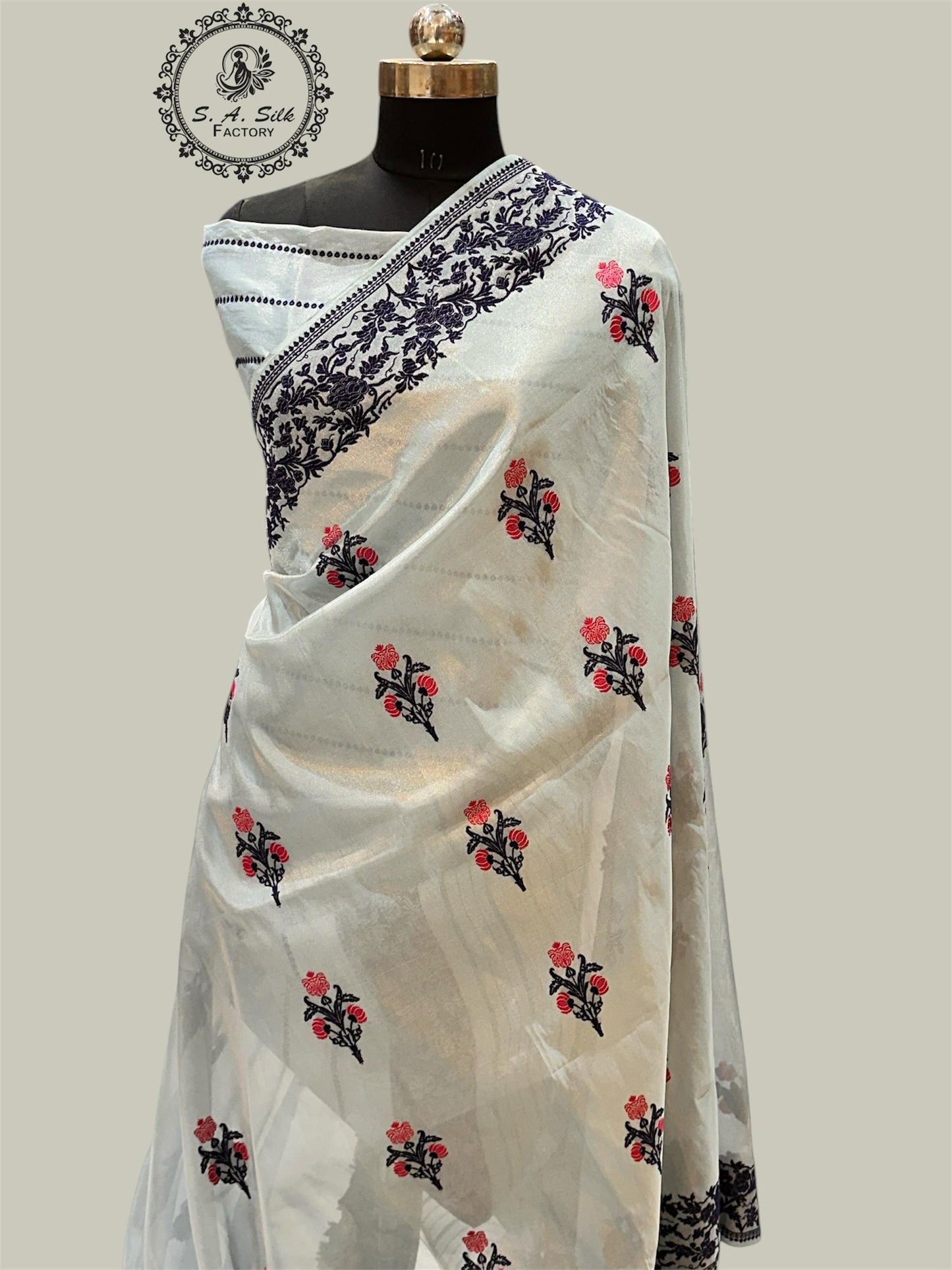 Banaras 100% pure katan Tissue silk Saree with premium real silk saree with allover Weave Kadua (Light Powder Blue)