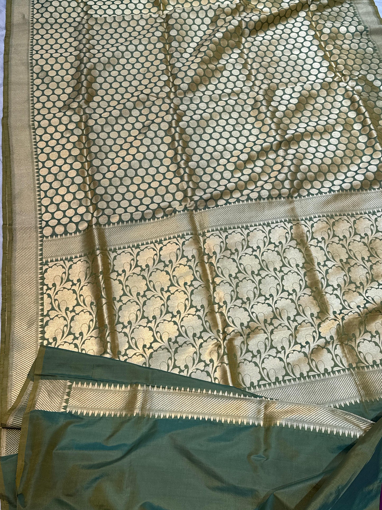 Banaras 100% pure katan silk Saree with premium real silk saree (Light Green Dual shaded)