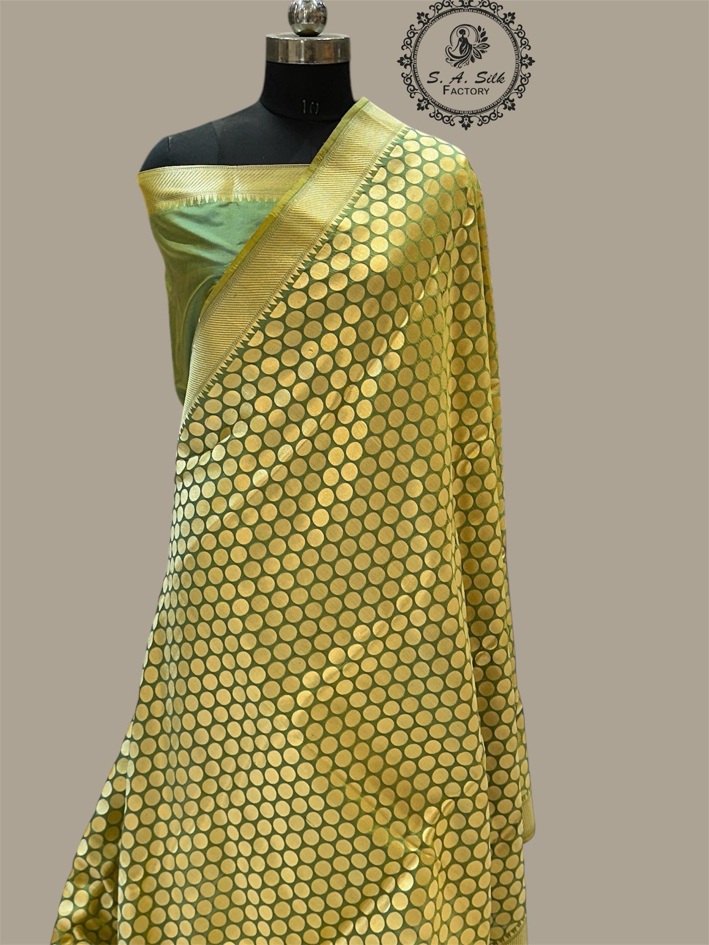 Banaras 100% pure katan silk Saree with premium real silk saree (Light Green Dual shaded)