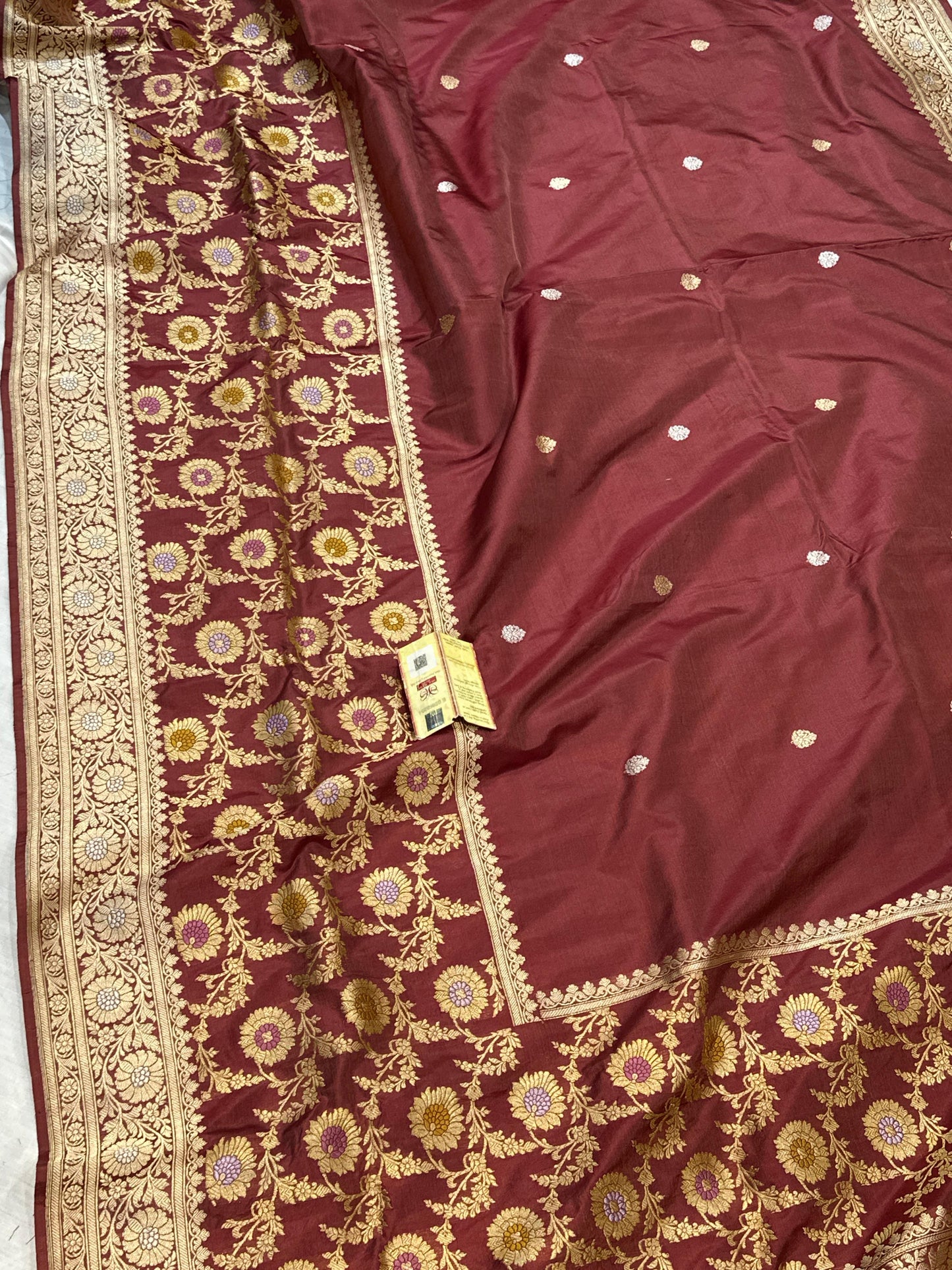 Banaras 100% pure katan silk Saree with premium real silk saree with allover water zari (Brick Red)