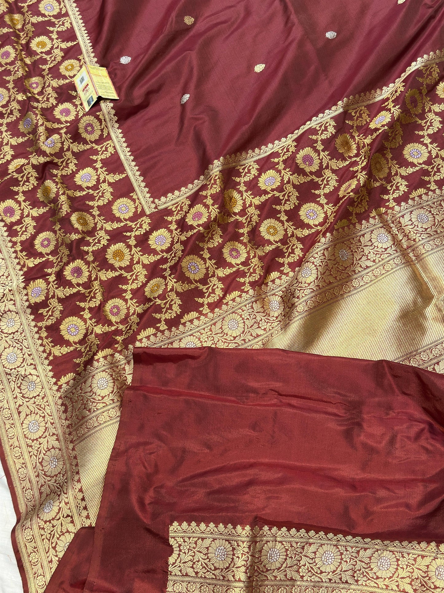 Banaras 100% pure katan silk Saree with premium real silk saree with allover water zari (Brick Red)