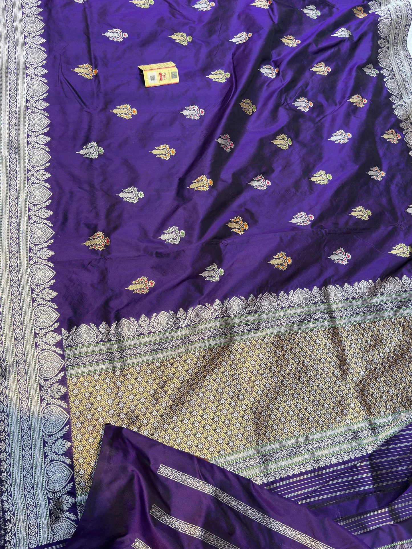 Banaras 100% pure katan silk Saree with premium real silk saree with allover water zari weave antique Kadua (Purple)
