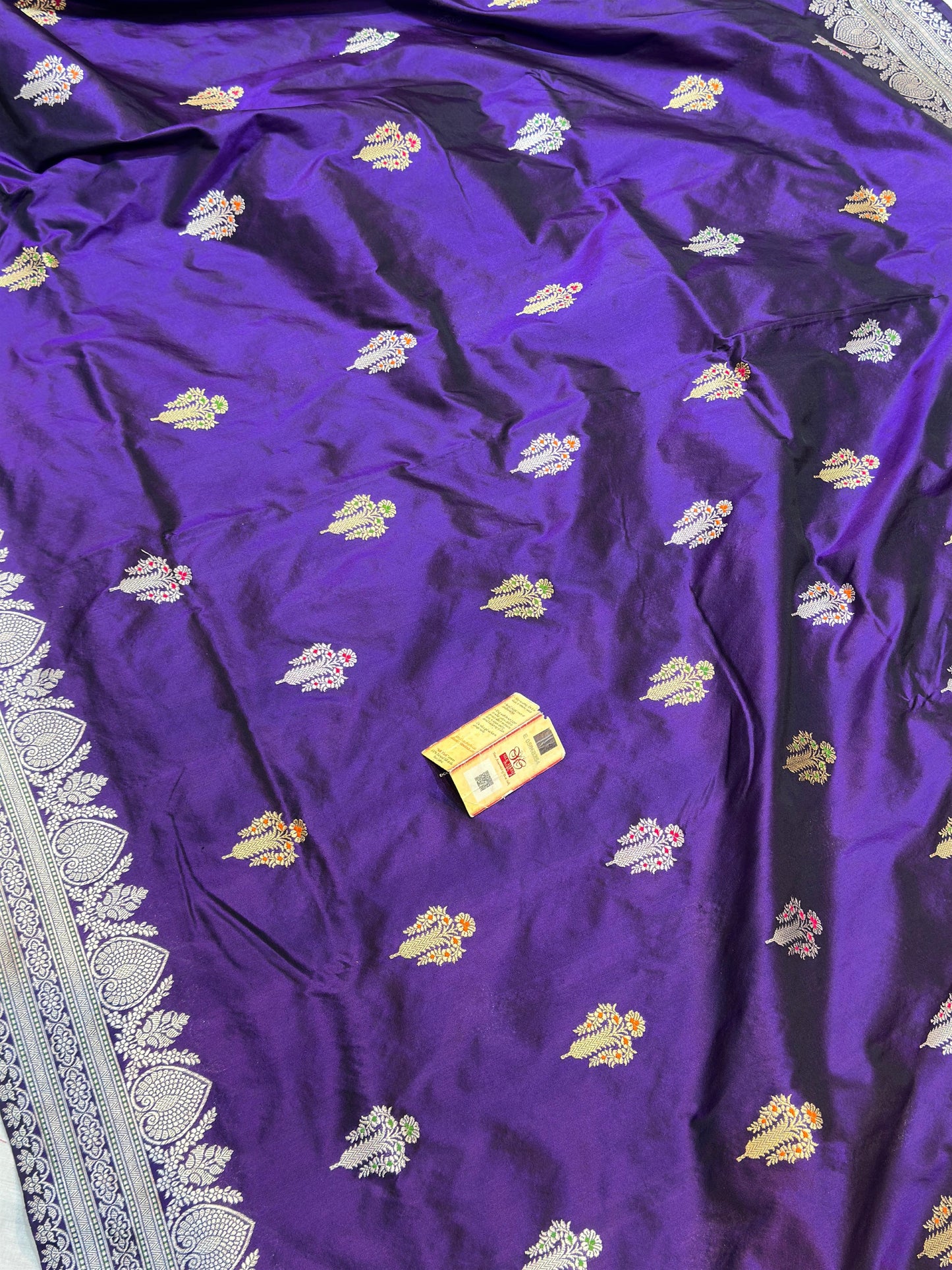 Banaras 100% pure katan silk Saree with premium real silk saree with allover water zari weave antique Kadua (Purple)