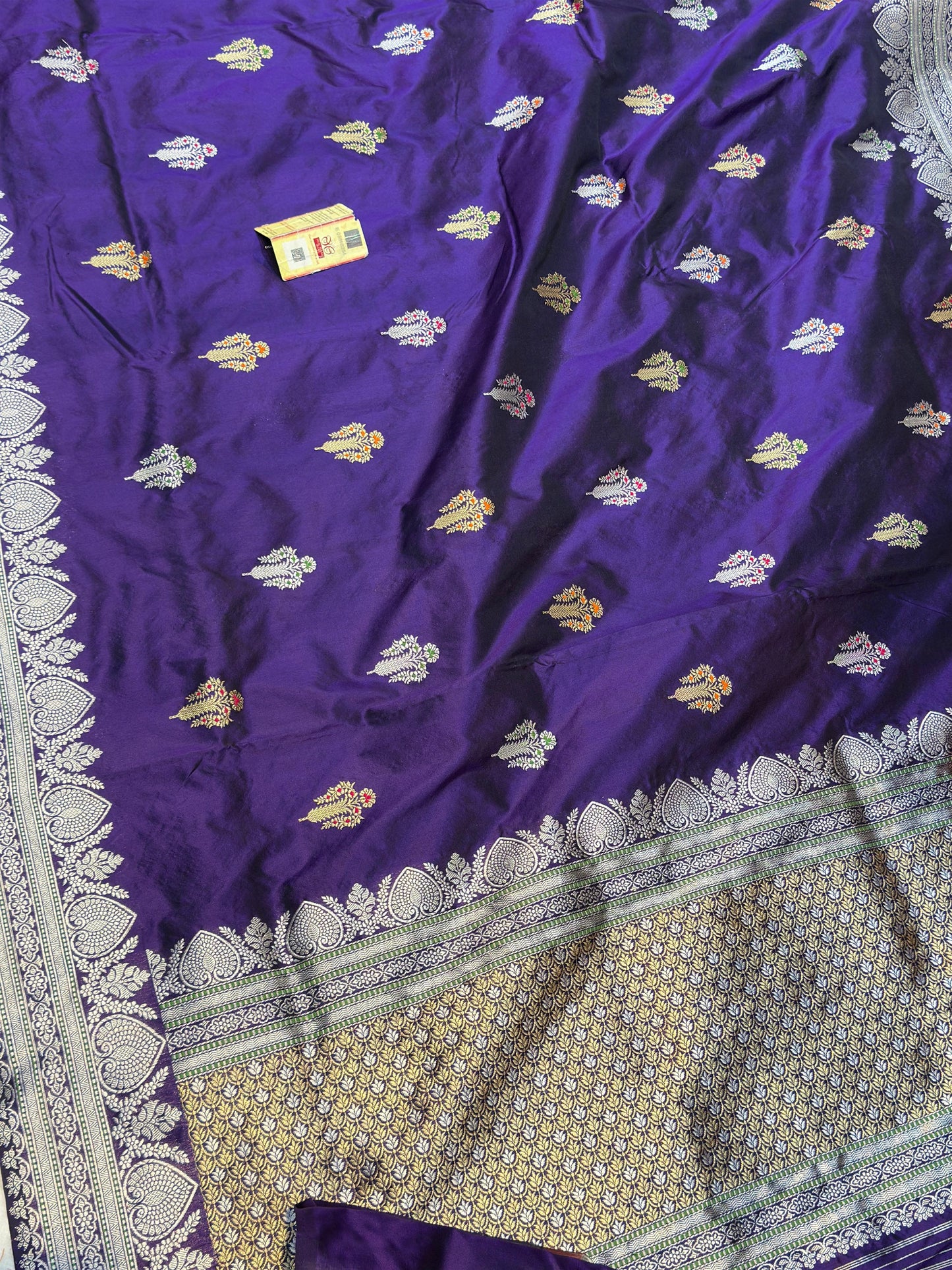 Banaras 100% pure katan silk Saree with premium real silk saree with allover water zari weave antique Kadua (Purple)