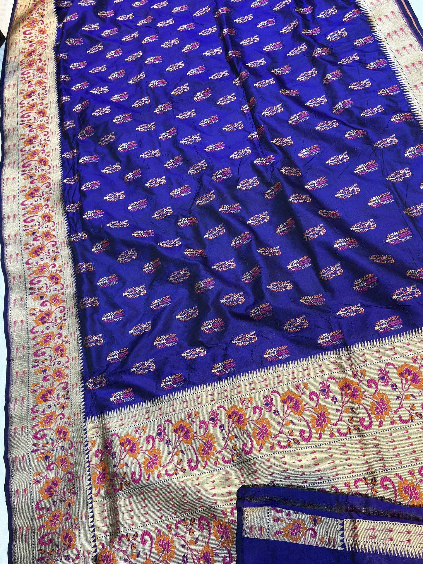 Banaras 100% pure katan silk Saree with premium silk saree with allover water zari (Purple)