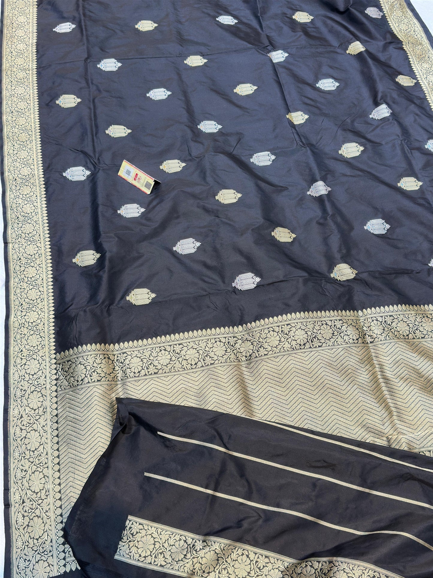 Banaras 100% pure katan kadua silk Saree with premium real silk saree (Black)