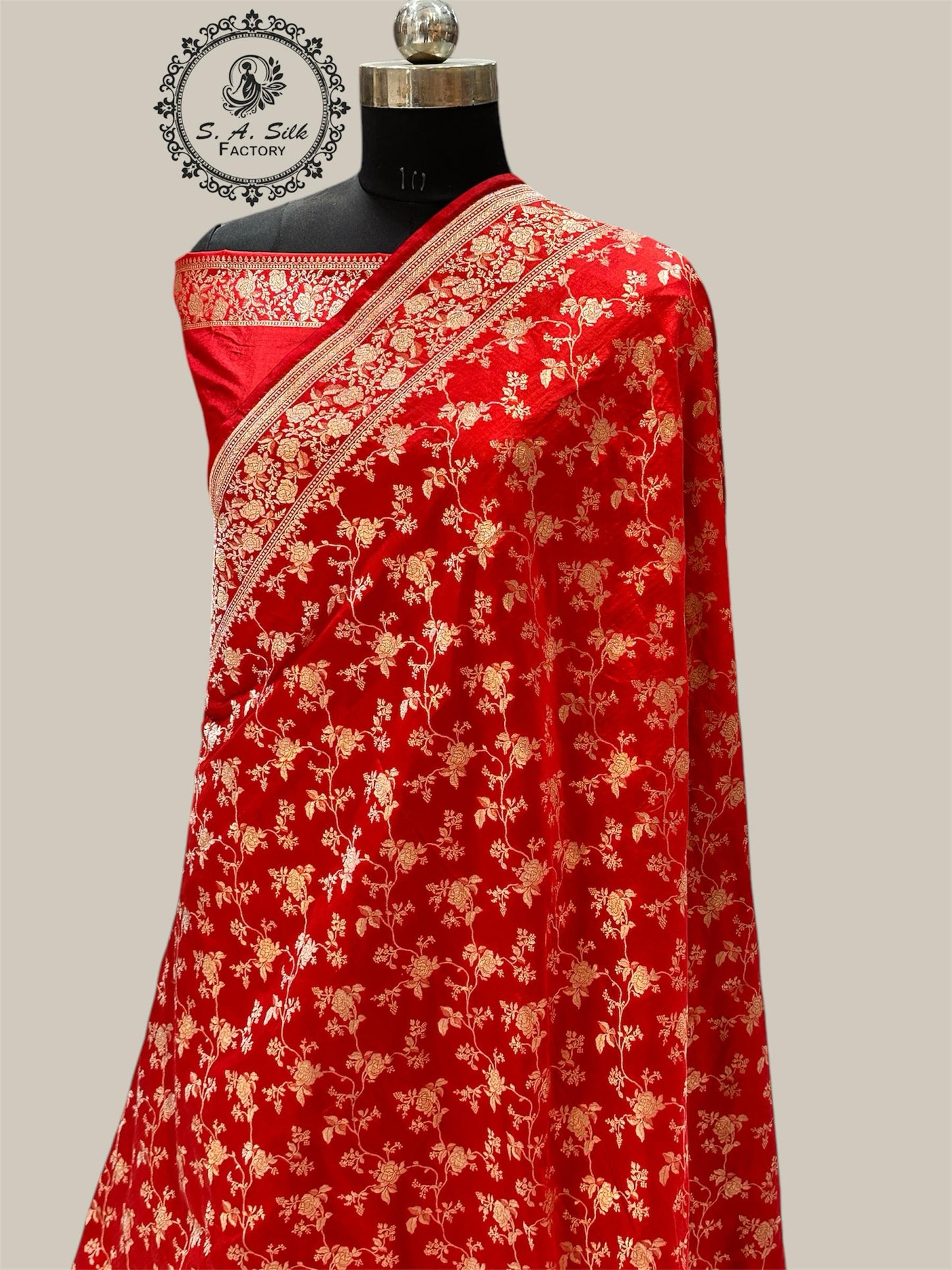 Banaras 100% pure katan silk Saree with premium real Jari silk saree with allover water zari (Red)