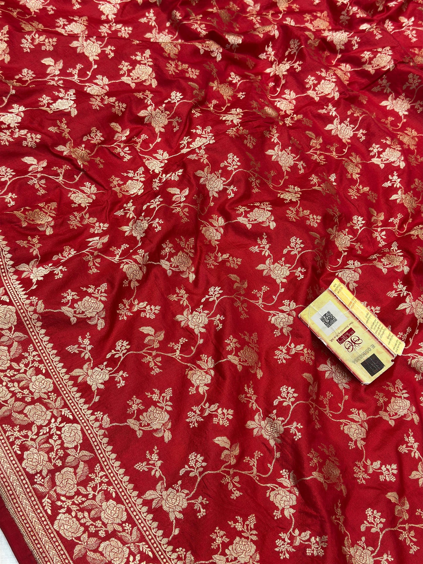 Banaras 100% pure katan silk Saree with premium real Jari silk saree with allover water zari (Red)