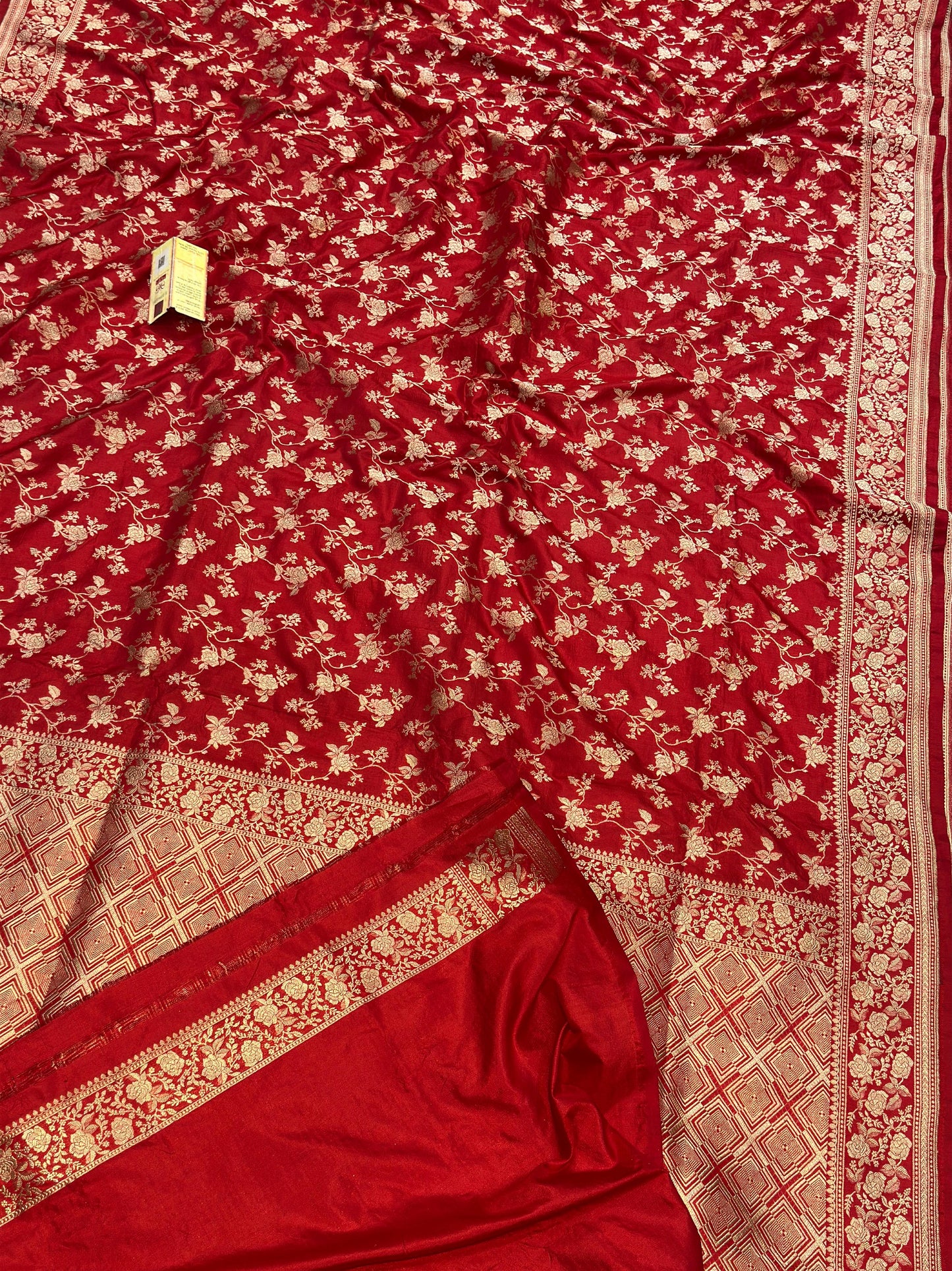 Banaras 100% pure katan silk Saree with premium real Jari silk saree with allover water zari (Red)