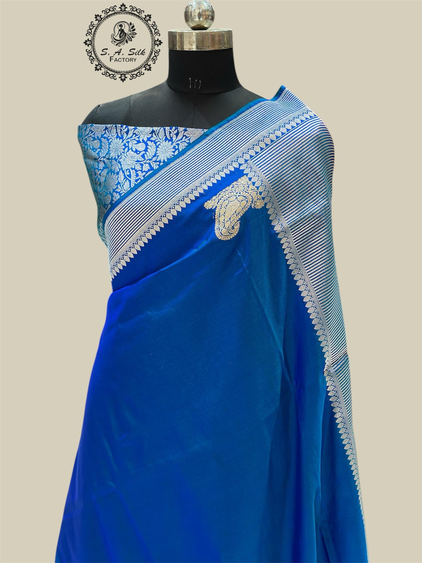 Banaras 100% pure katan kadua silk Saree with premium real silk saree with allover water zari (Dual peacock blue)