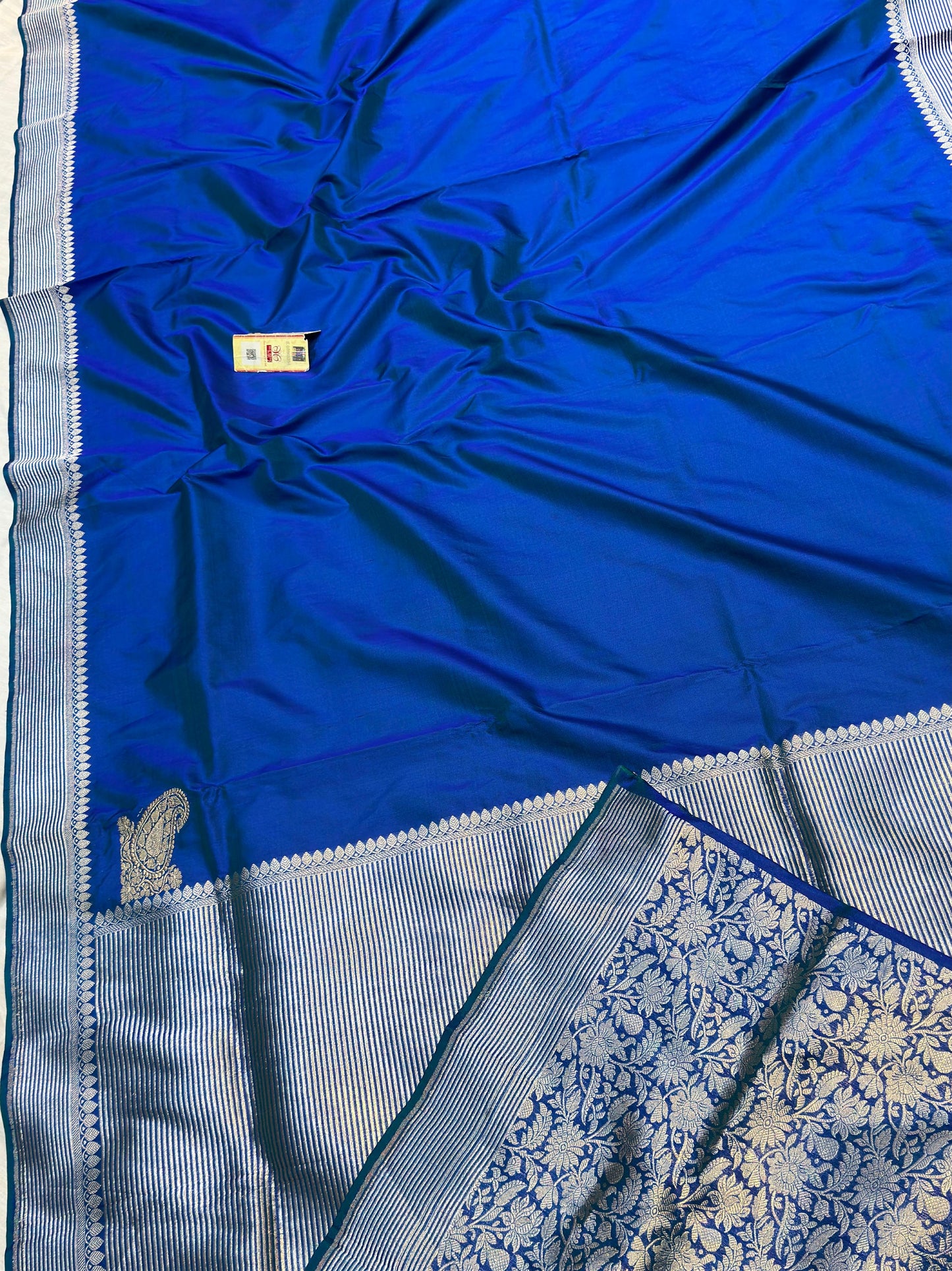 Banaras 100% pure katan kadua silk Saree with premium real silk saree with allover water zari (Dual peacock blue)