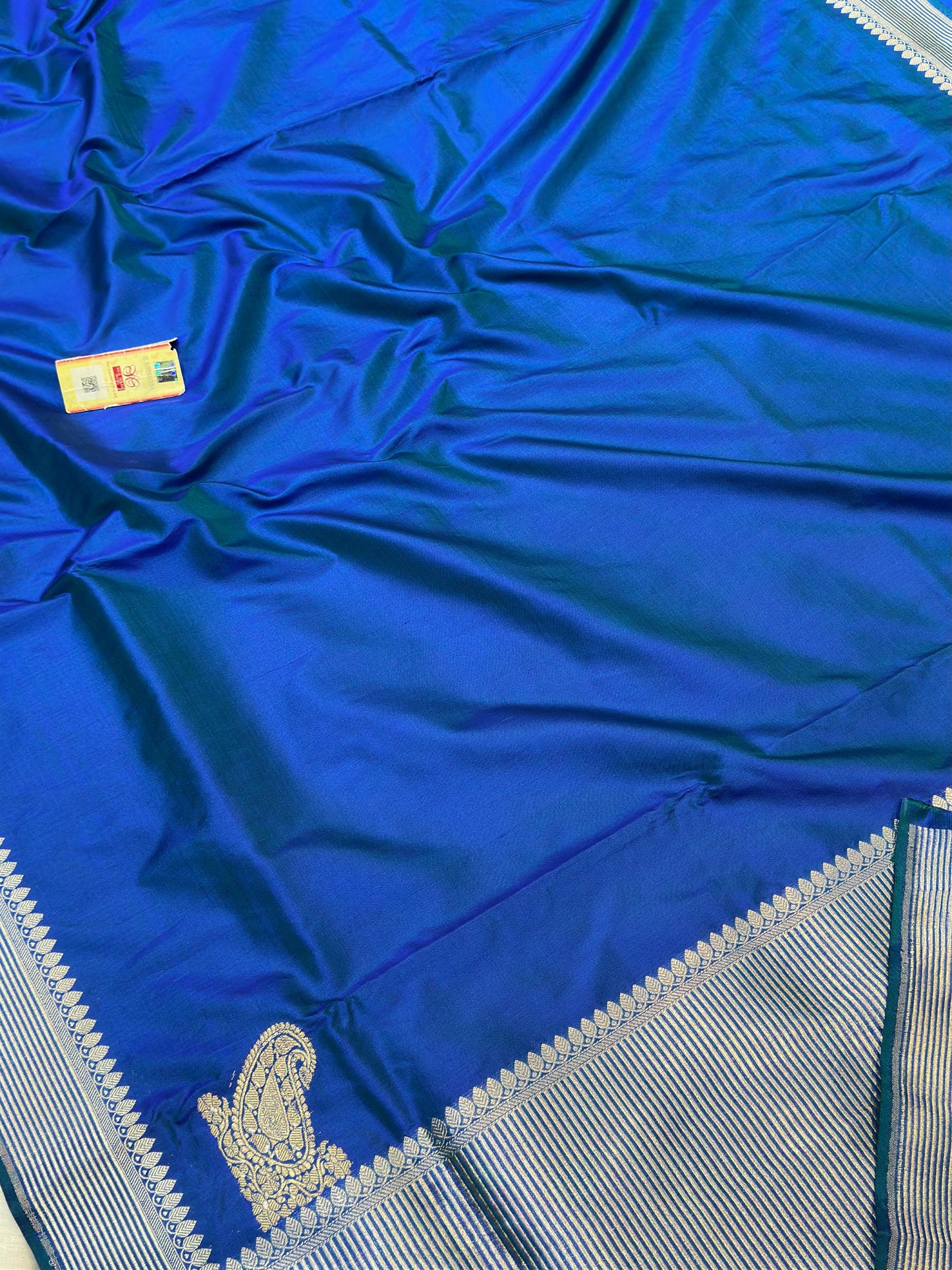 Banaras 100% pure katan kadua silk Saree with premium real silk saree with allover water zari (Dual peacock blue)