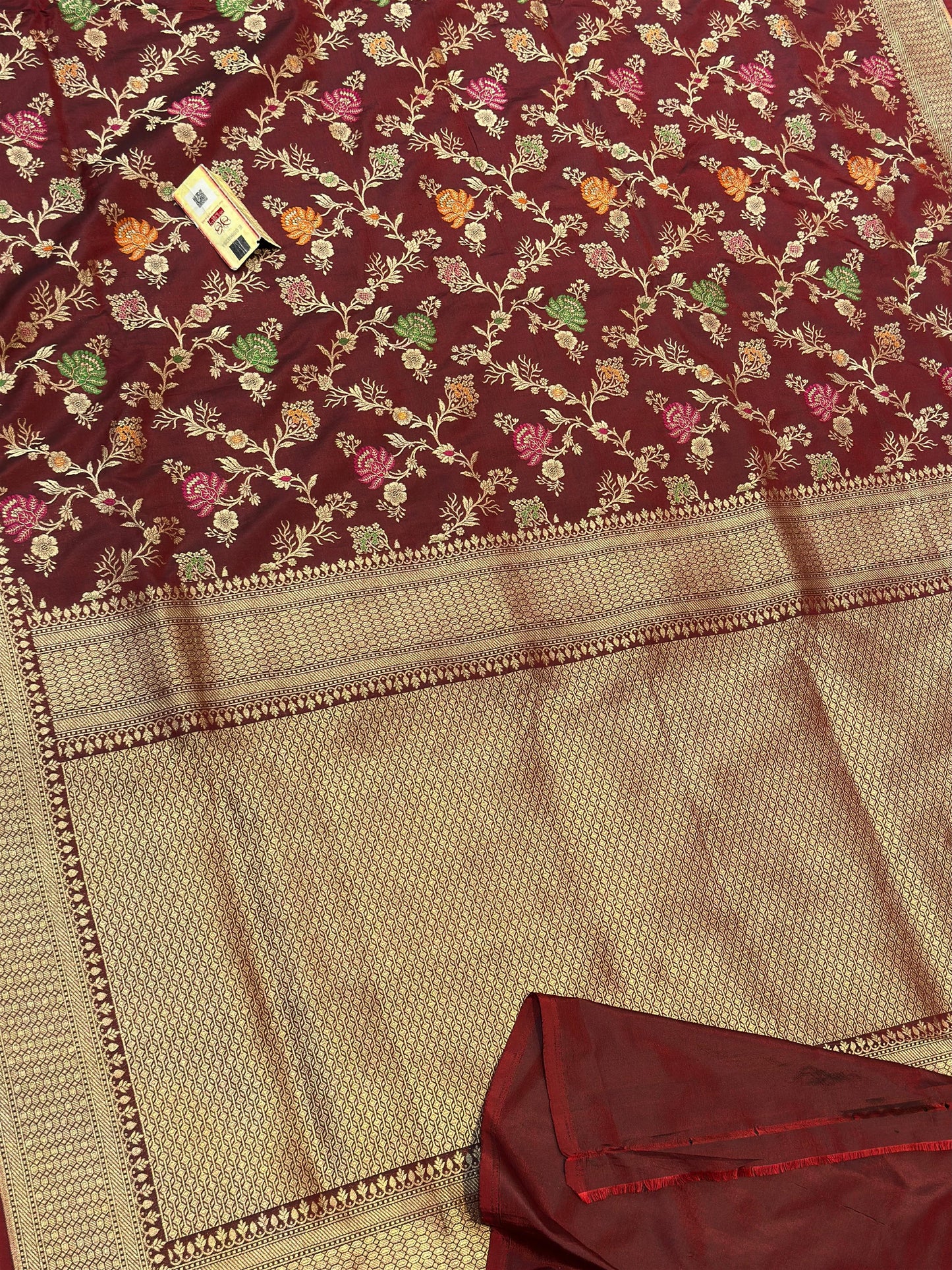 Banaras 100% pure katan silk Saree with premium real silk saree with allover water zari (Coke Mehroon)