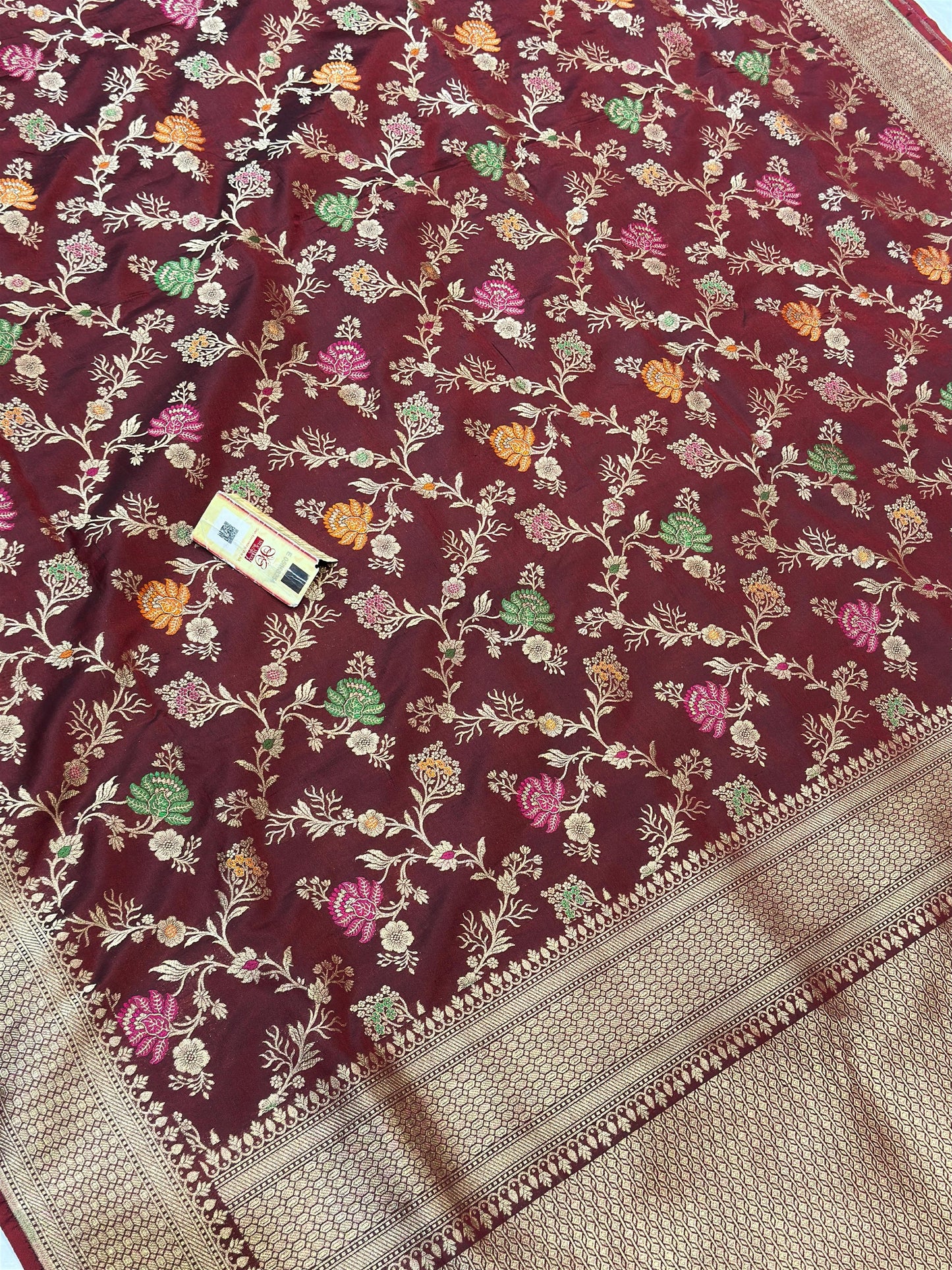 Banaras 100% pure katan silk Saree with premium real silk saree with allover water zari (Coke Mehroon)