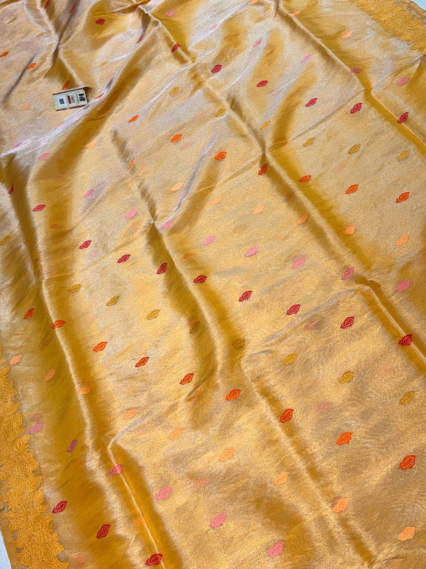 Banaras 100% pure katan Tissue silk Saree with premium real silk saree with allover Weave Kadua (Mango Yellow)