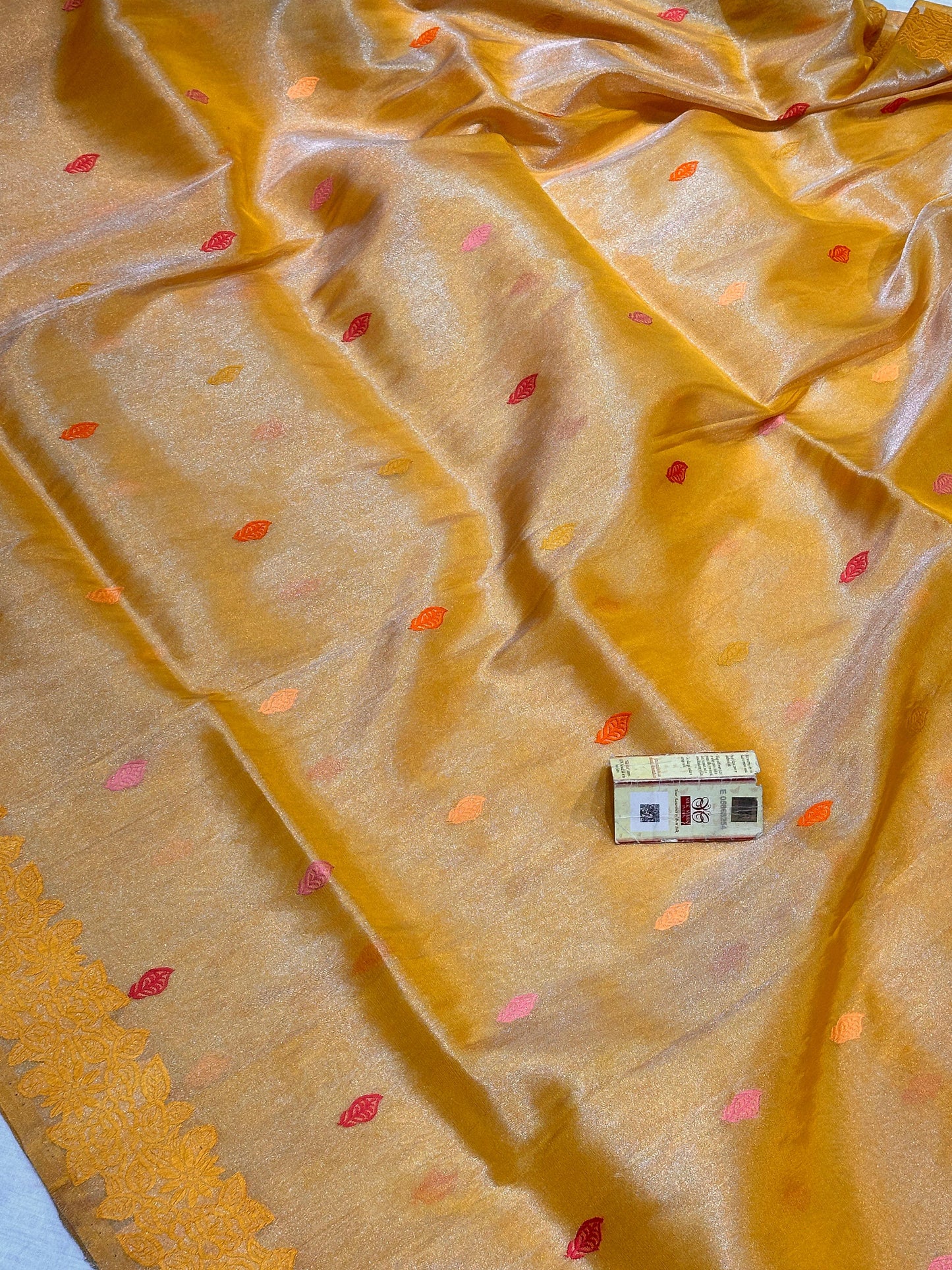 Banaras 100% pure katan Tissue silk Saree with premium real silk saree with allover Weave Kadua (Mango Yellow)