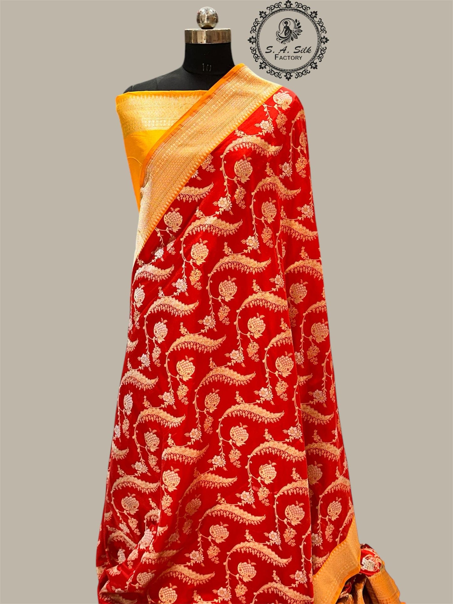 Banaras 100% pure katan silk Saree with premium real silk saree with allover water zari (Red)