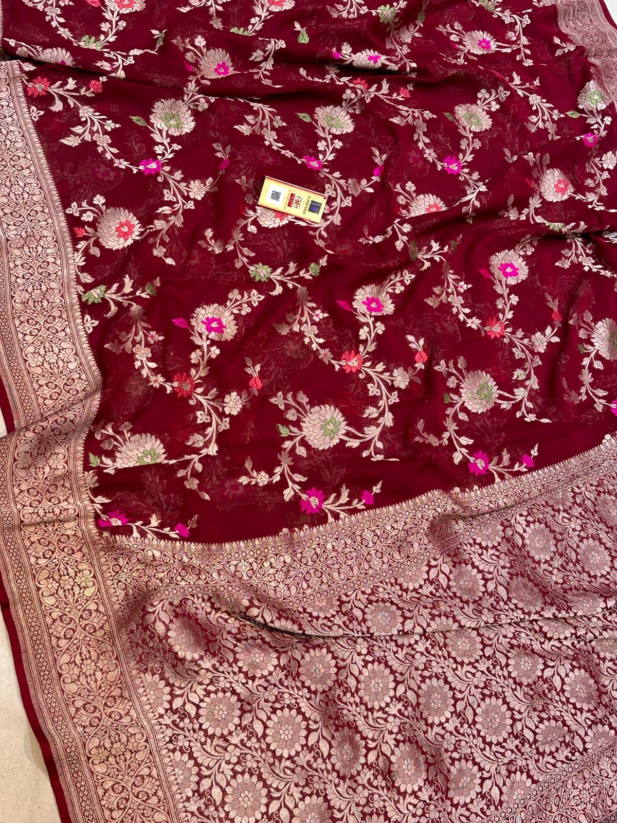Banaras 100% pure khaddi chiffon silk saree
