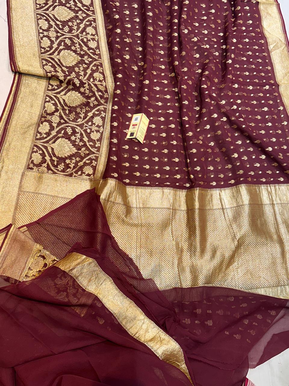 Banaras 100% pure khaddi chiffon silk saree