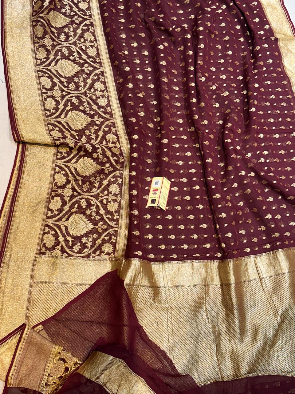 Banaras 100% pure khaddi chiffon silk saree