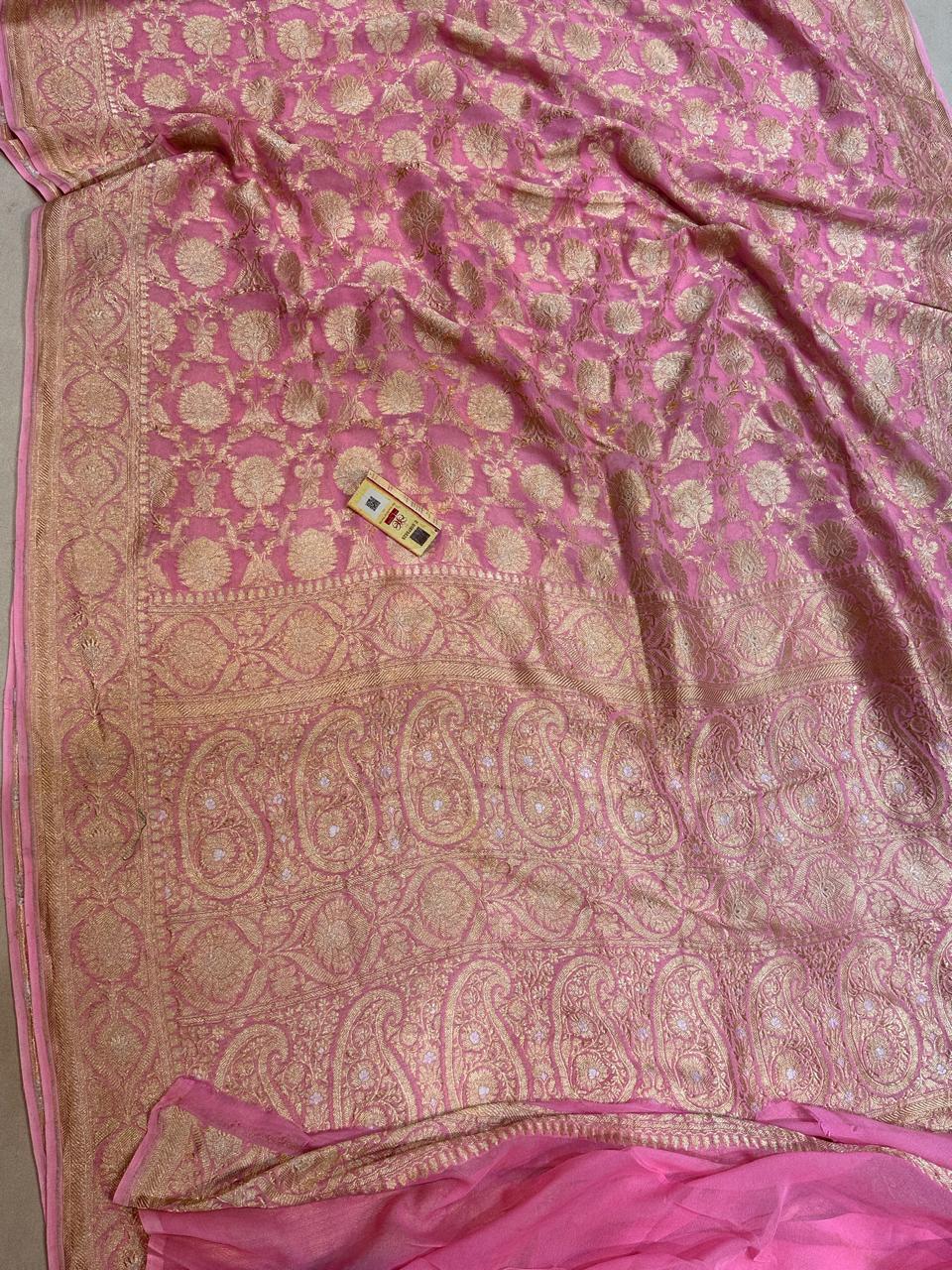 Banaras 100% pure khaddi chiffon silk saree