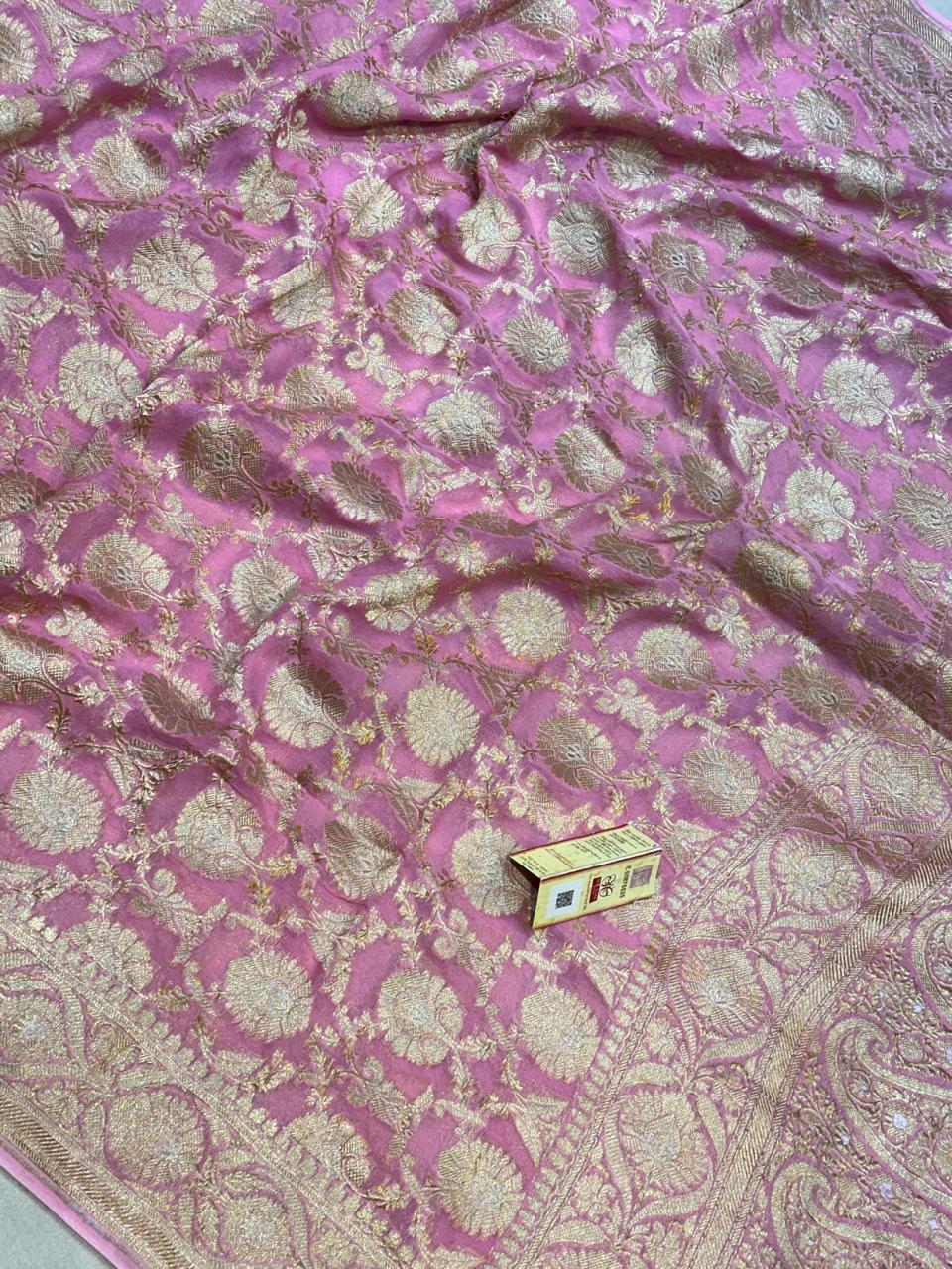 Banaras 100% pure khaddi chiffon silk saree