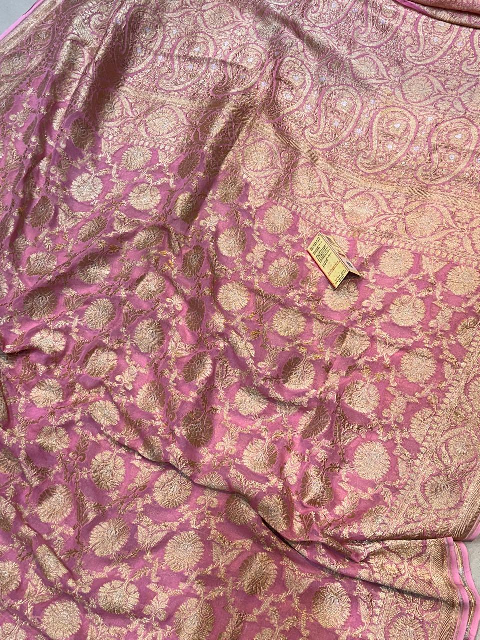 Banaras 100% pure khaddi chiffon silk saree