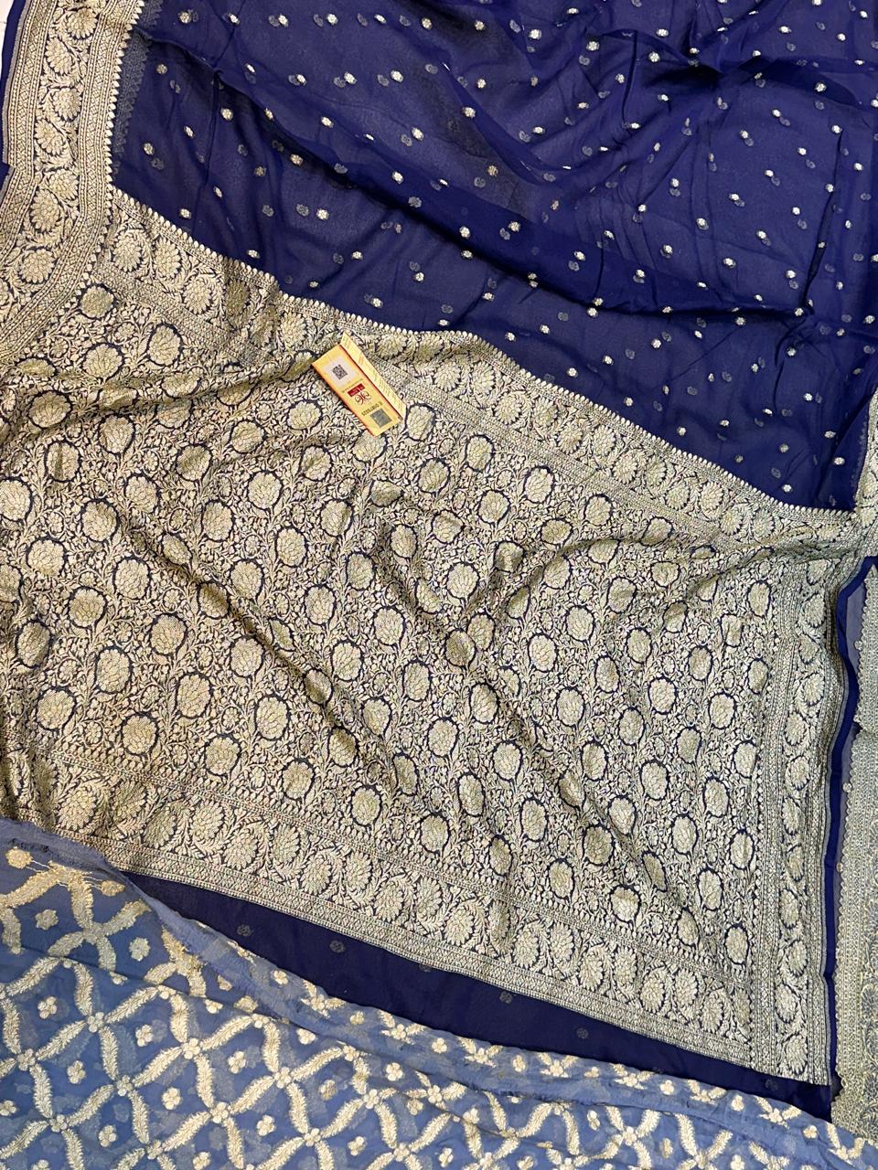 Banaras 100% pure khaddi chiffon silk saree
