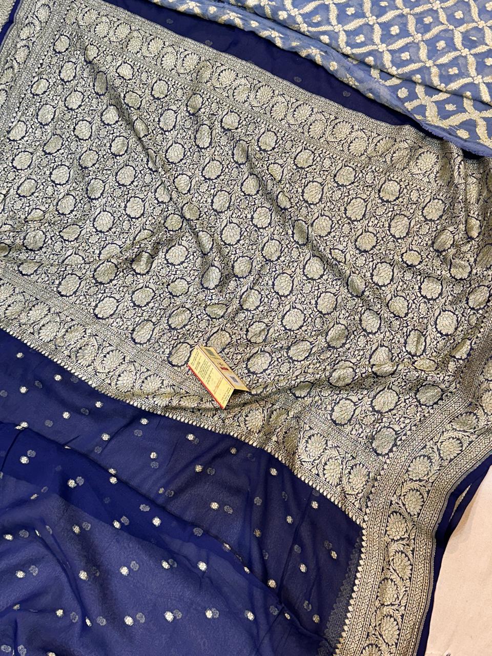 Banaras 100% pure khaddi chiffon silk saree