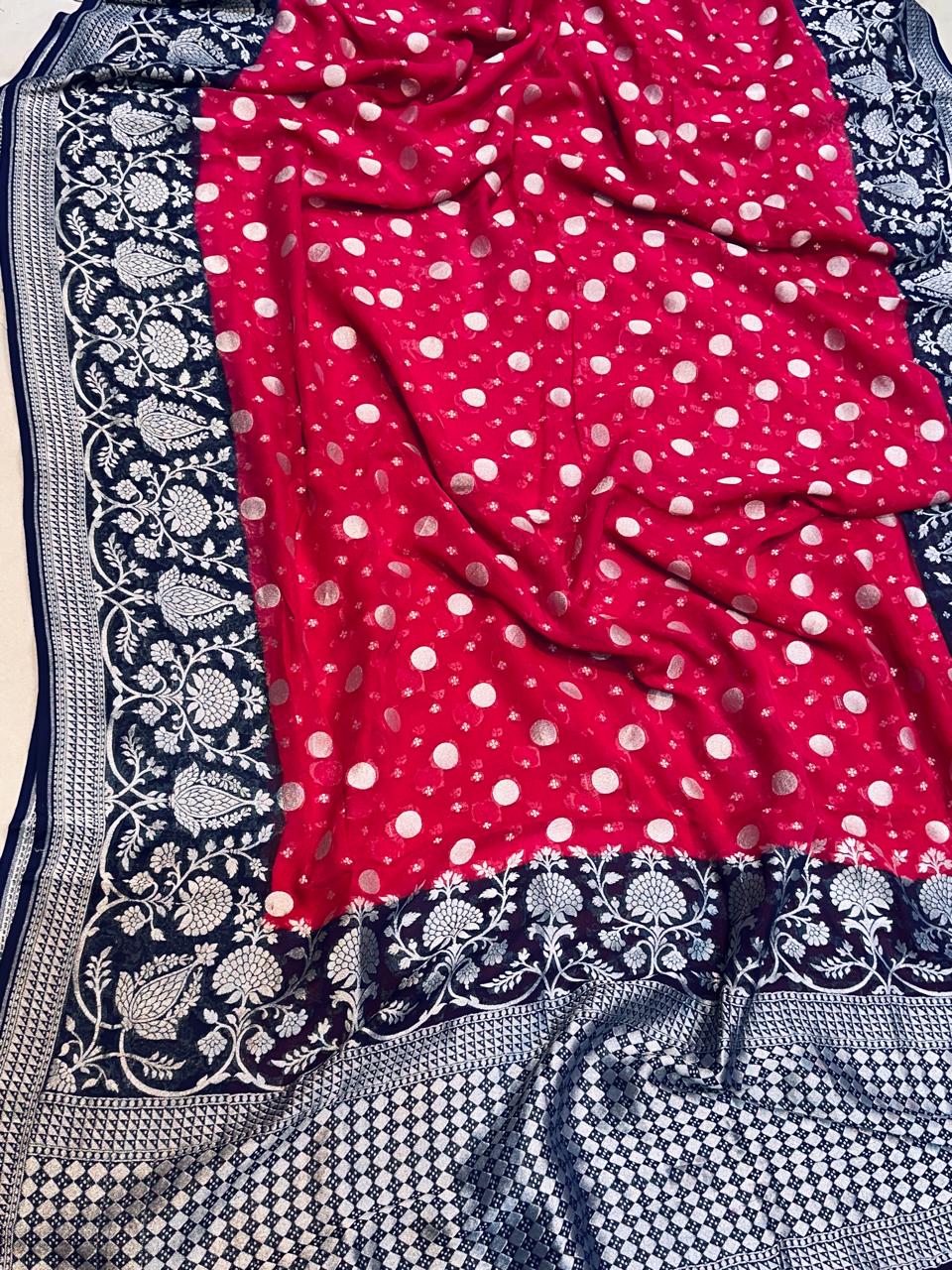 Banaras 100% pure khaddi chiffon silk saree
