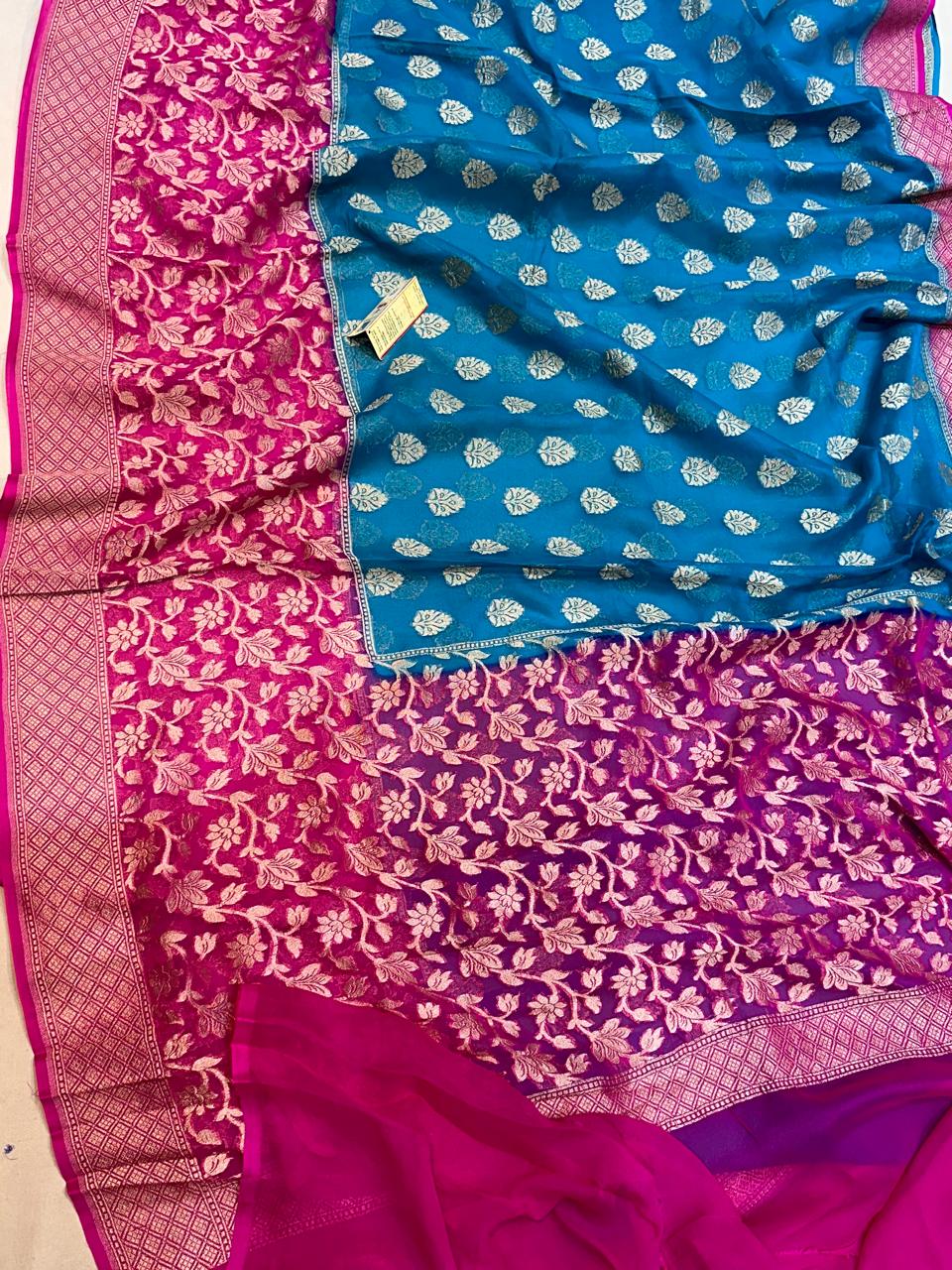 Banaras 100% pure khaddi chiffon silk saree