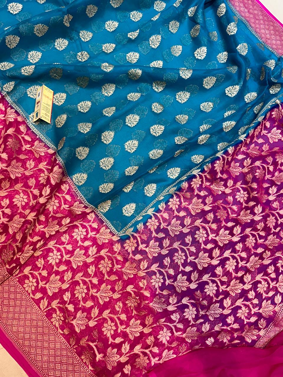 Banaras 100% pure khaddi chiffon silk saree