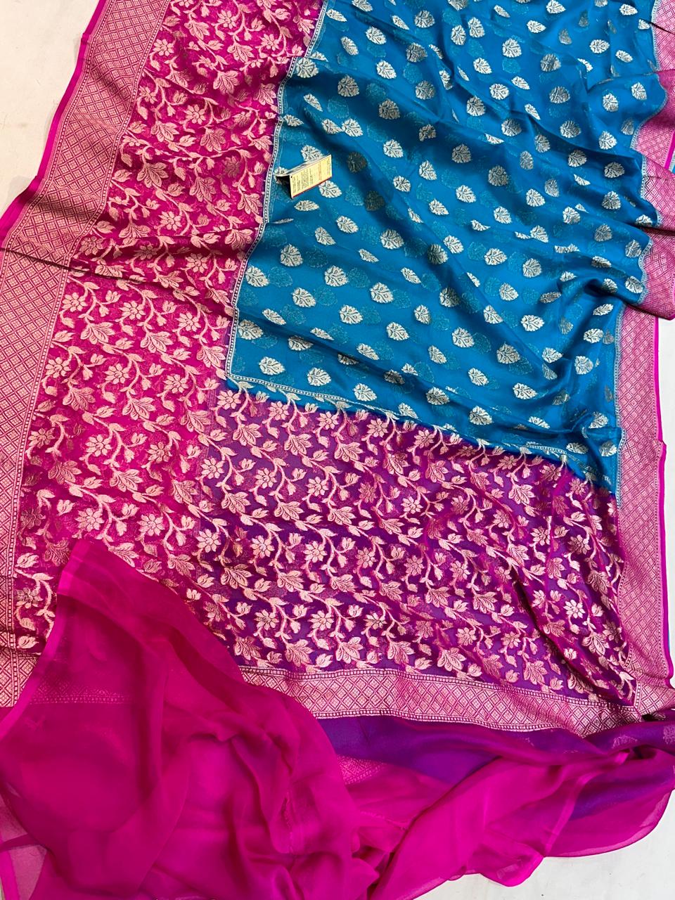 Banaras 100% pure khaddi chiffon silk saree