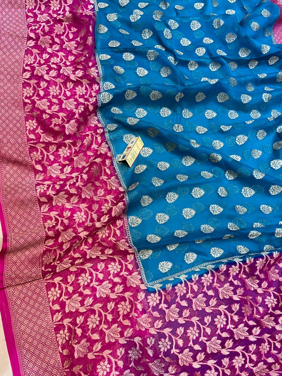 Banaras 100% pure khaddi chiffon silk saree
