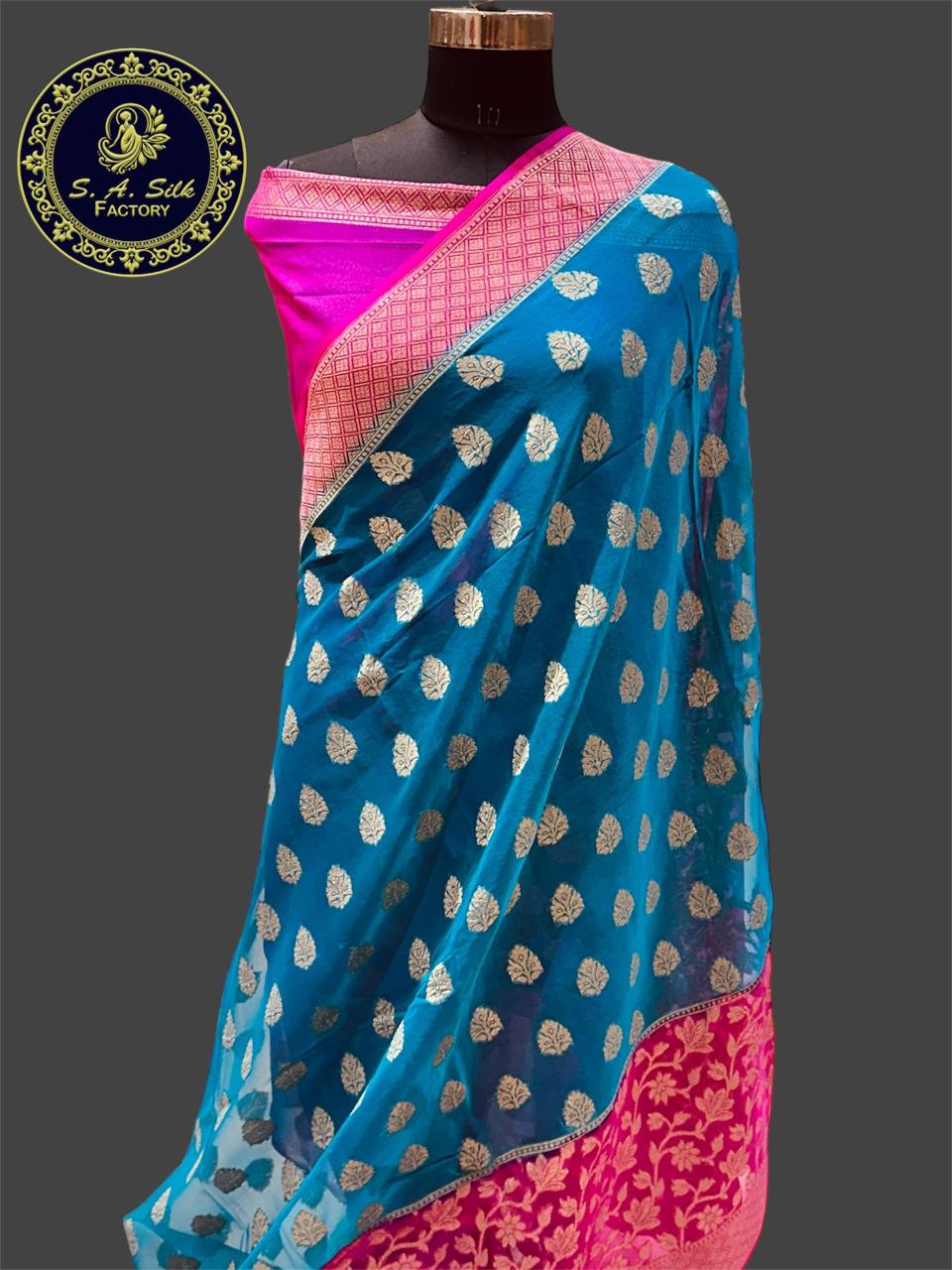 Banaras 100% pure khaddi chiffon silk saree