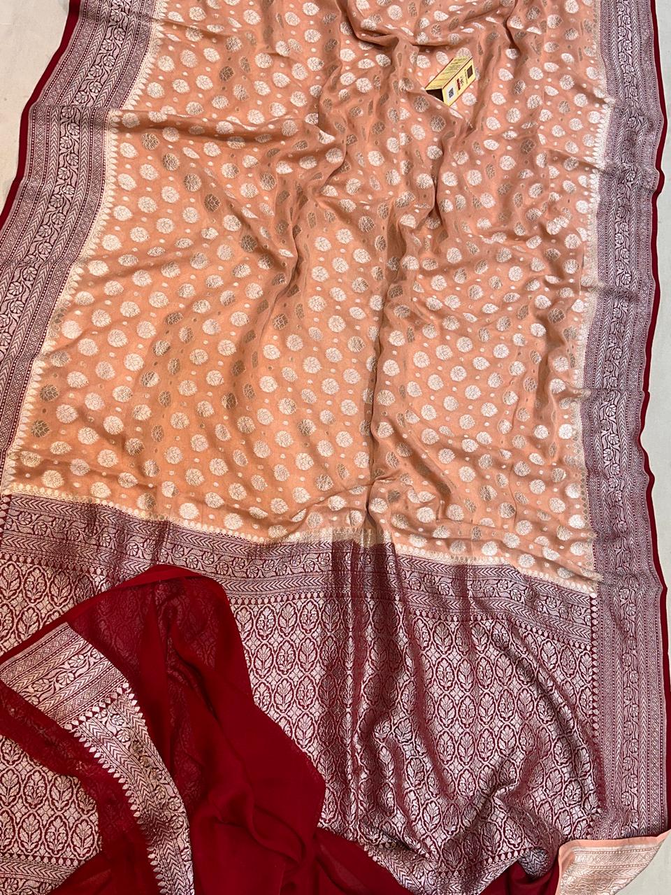 Banaras 100% pure khaddi chiffon silk saree