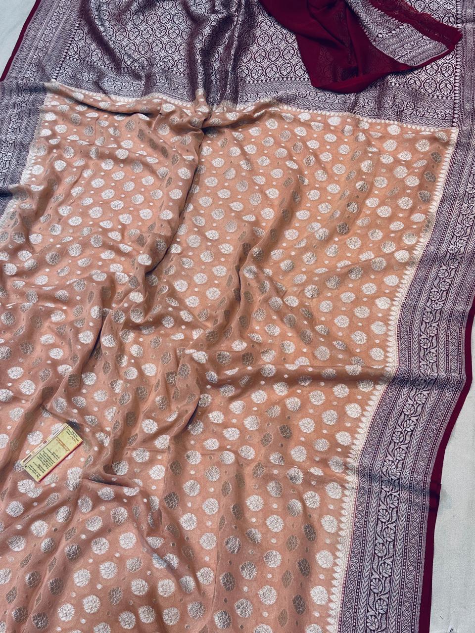 Banaras 100% pure khaddi chiffon silk saree