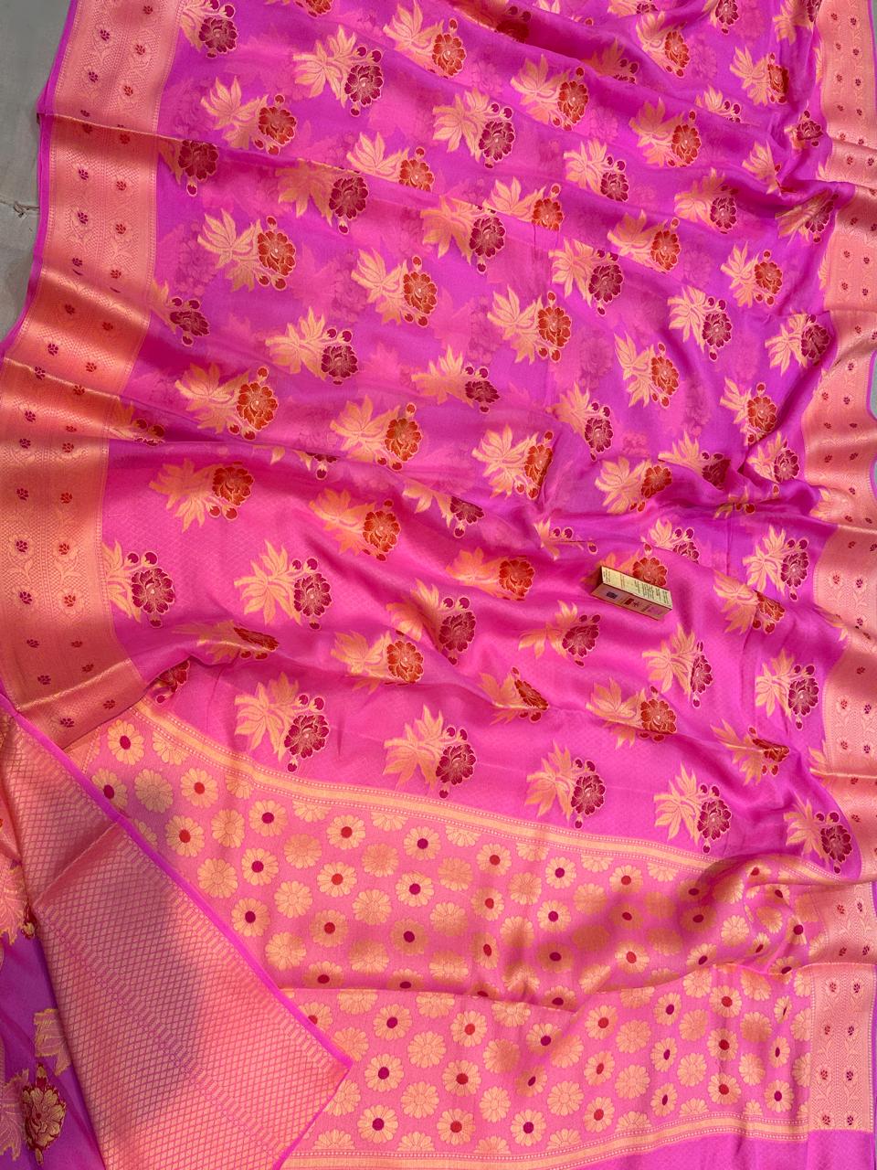 Banaras 100% pure khaddi chiffon silk saree