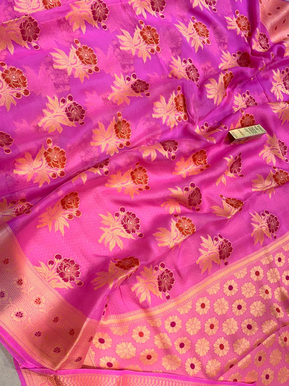 Banaras 100% pure khaddi chiffon silk saree