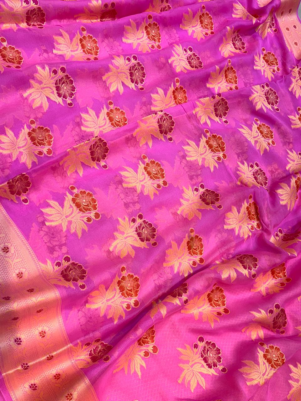 Banaras 100% pure khaddi chiffon silk saree