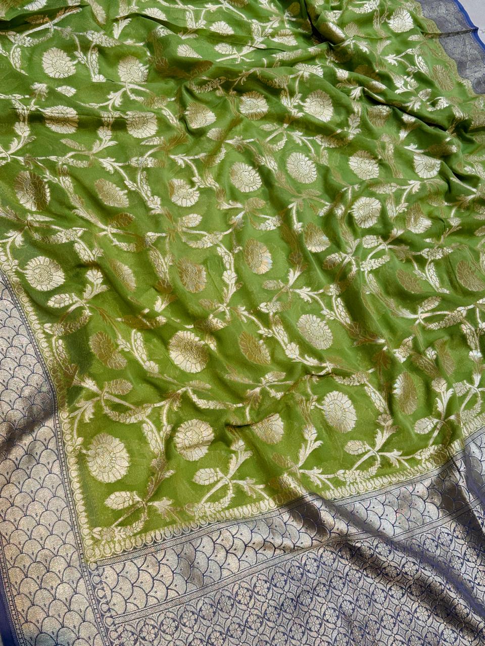 Banaras 100% pure khaddi chiffon silk saree
